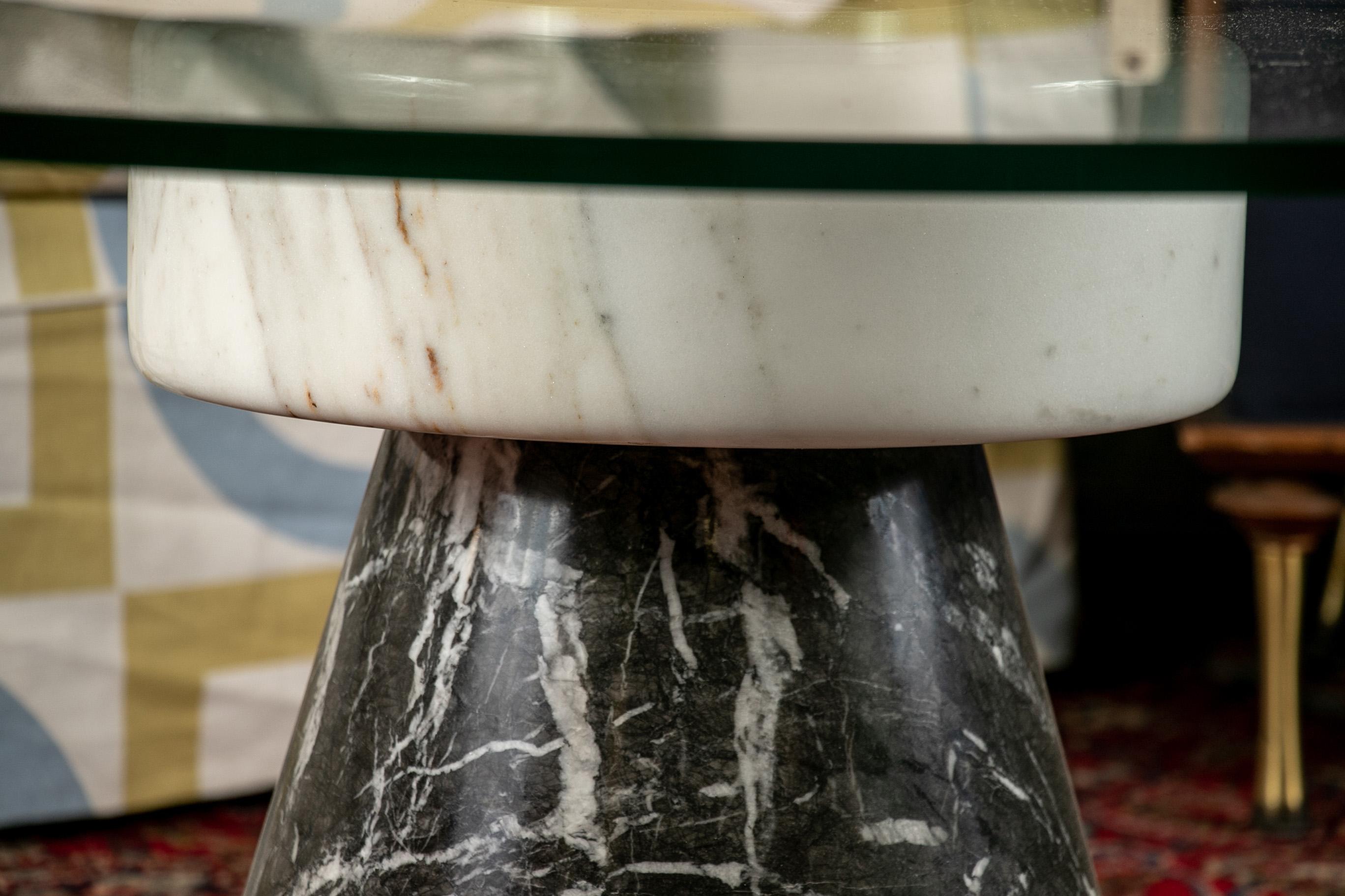 Mid-Century Modern Marble and Glass Cocktail Table by Acerbis International/ Italy