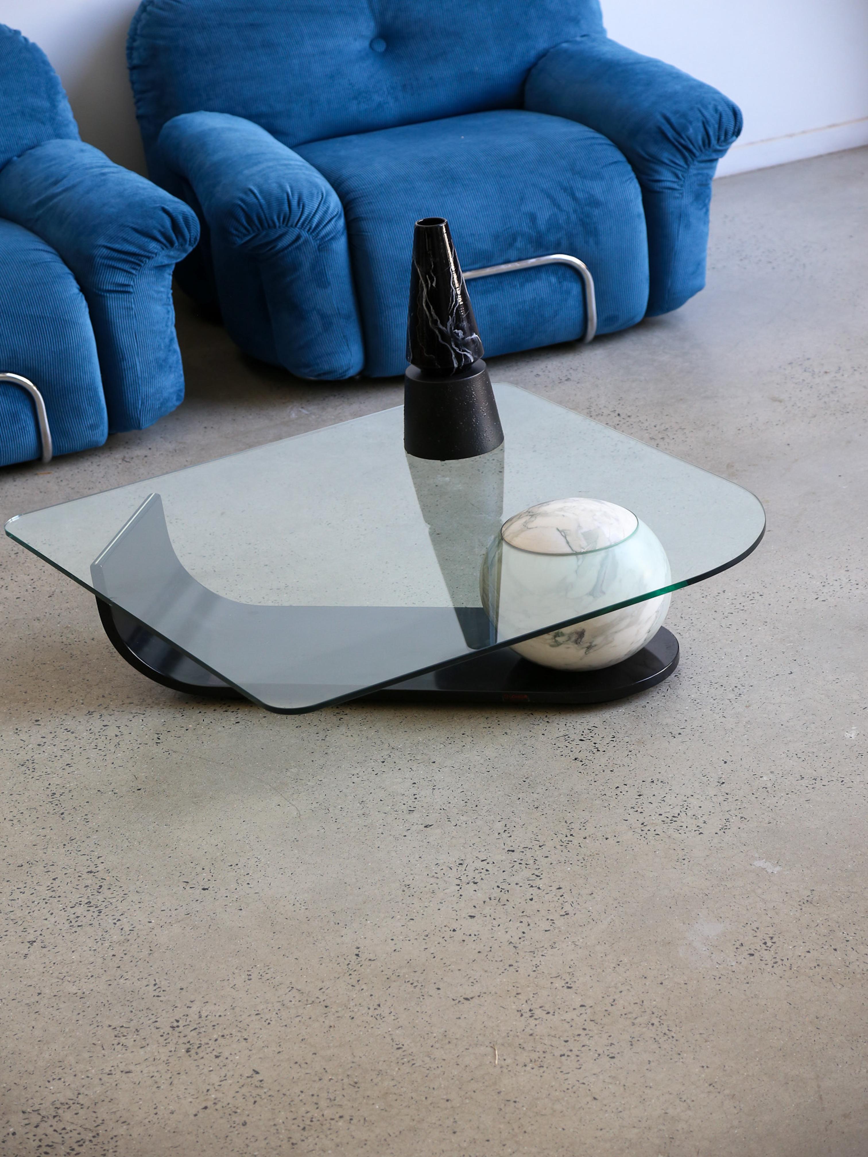 Verre Table basse en marbre et verre de Fratelli Longhi en vente