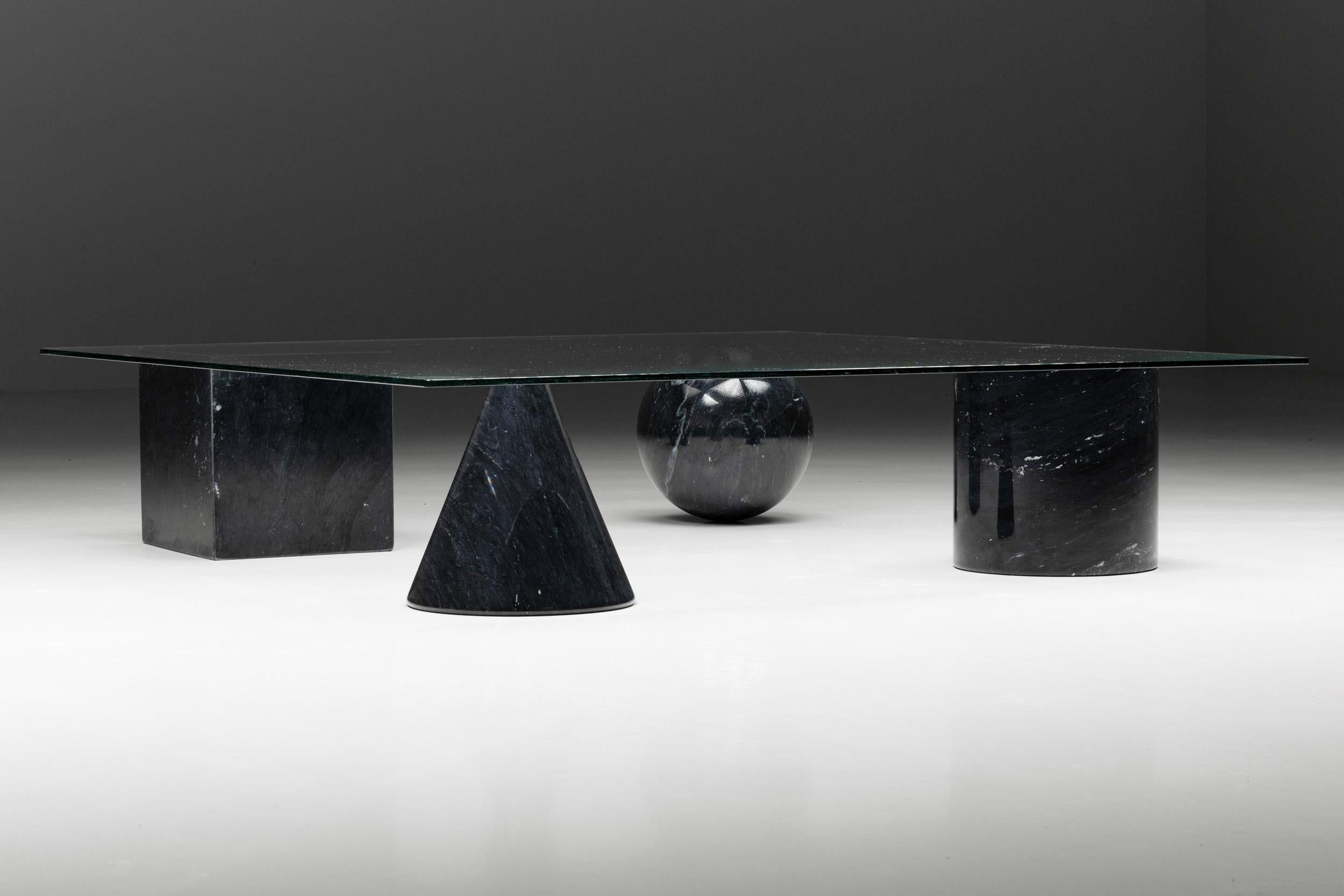 Late 20th Century Marble and Glass Coffee Table in the Style of Massimo Vignelli, 1970's For Sale