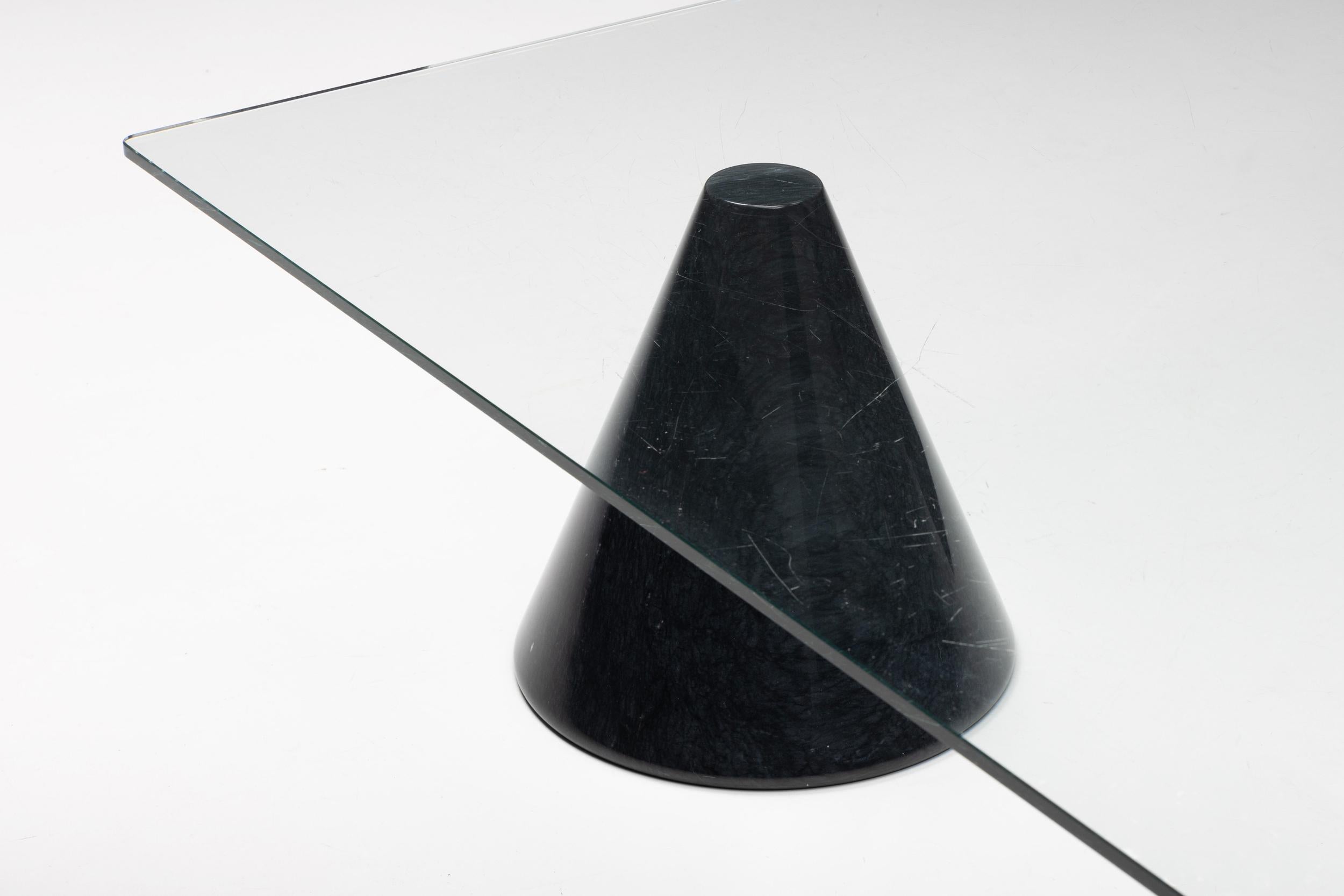 Marble and Glass Coffee Table in the Style of Massimo Vignelli, 1970's For Sale 1