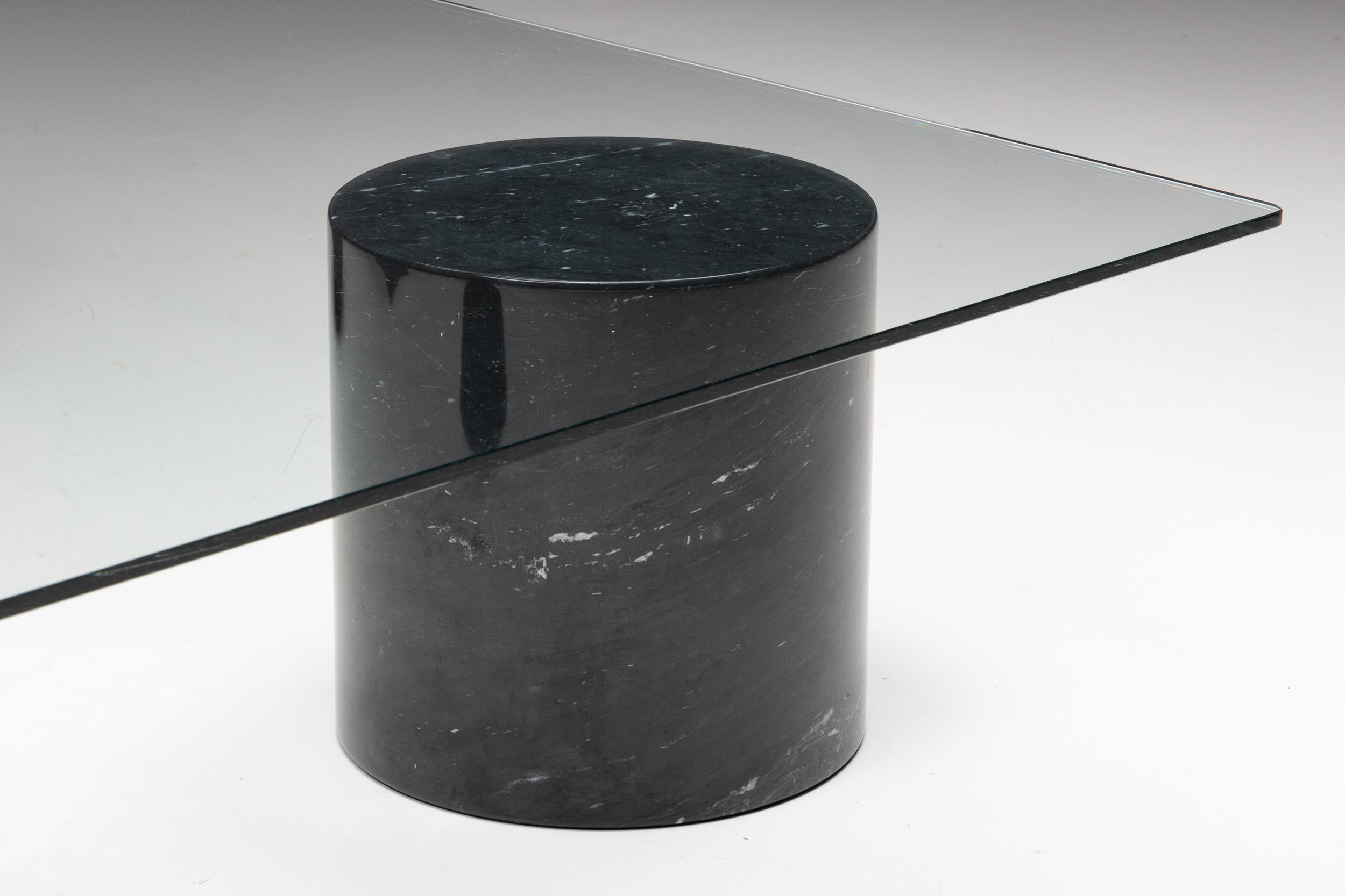 Marble and Glass Coffee Table in the Style of Massimo Vignelli, 1970's For Sale 2