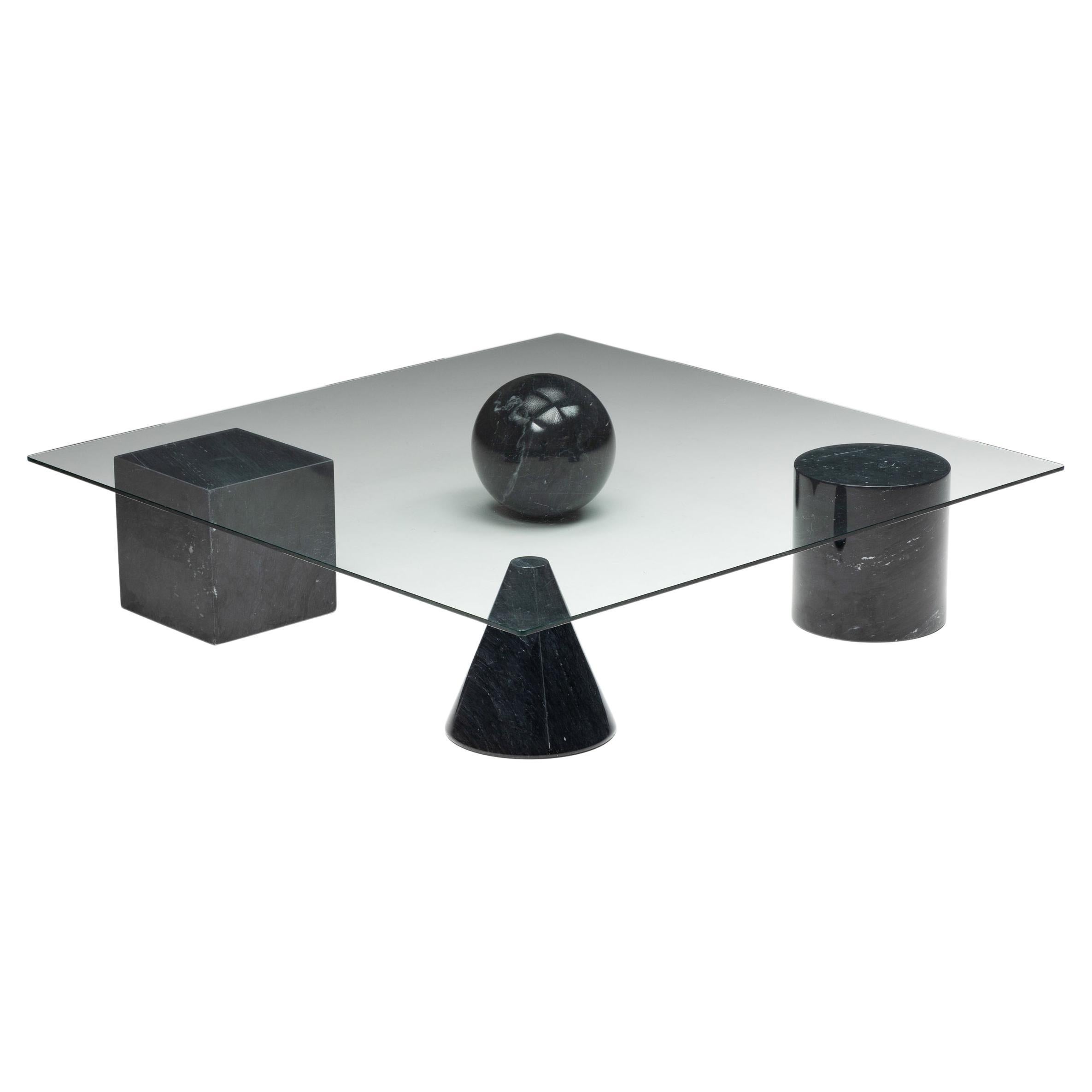 Marble and Glass Coffee Table in the Style of Massimo Vignelli, 1970's For Sale