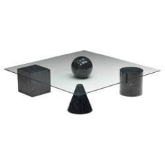 Marble and Glass Coffee Table in the Style of Massimo Vignelli, 1970's