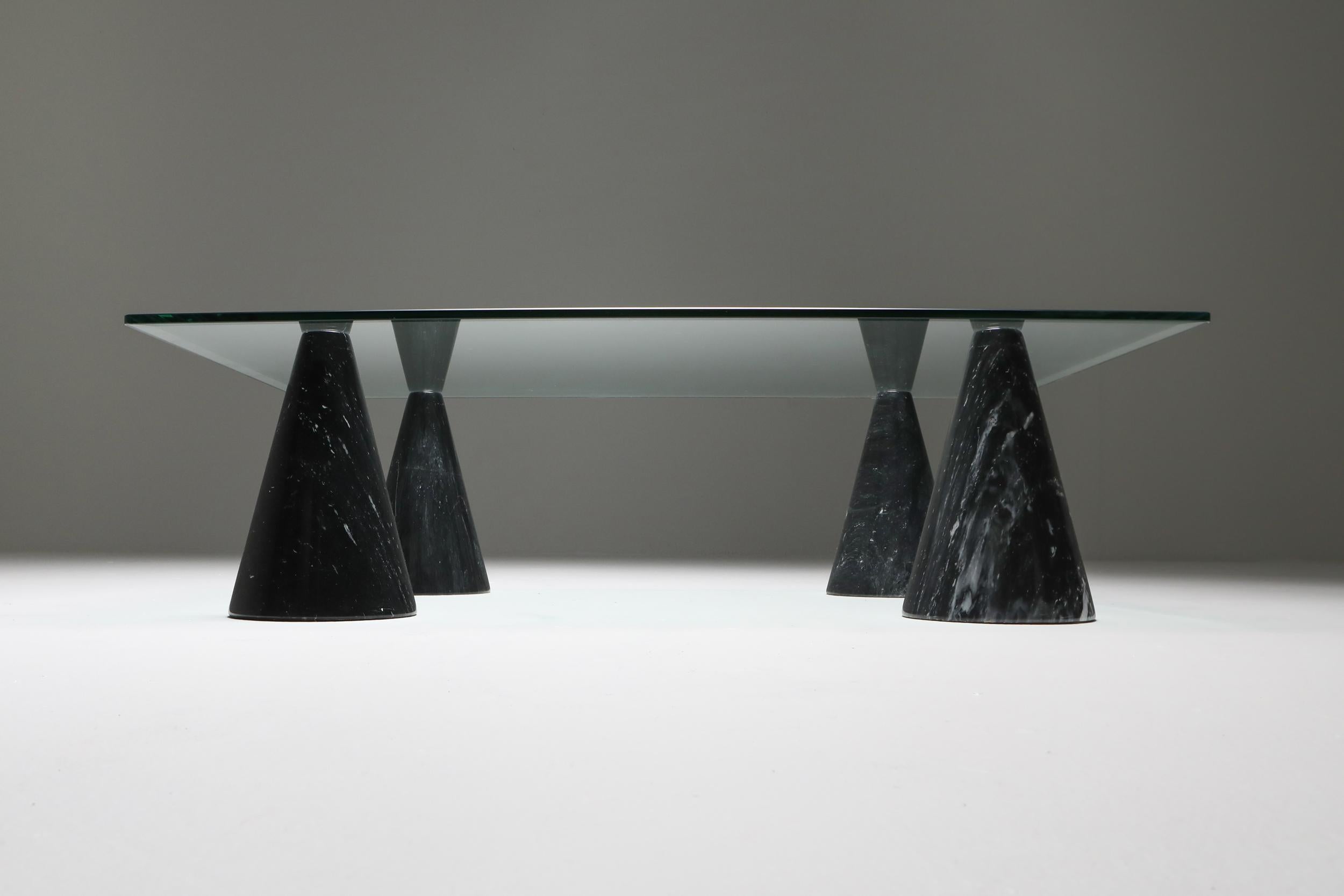 Marble and Glass Coffee Table in the Style of Massimo Vignelli In Excellent Condition In Antwerp, BE