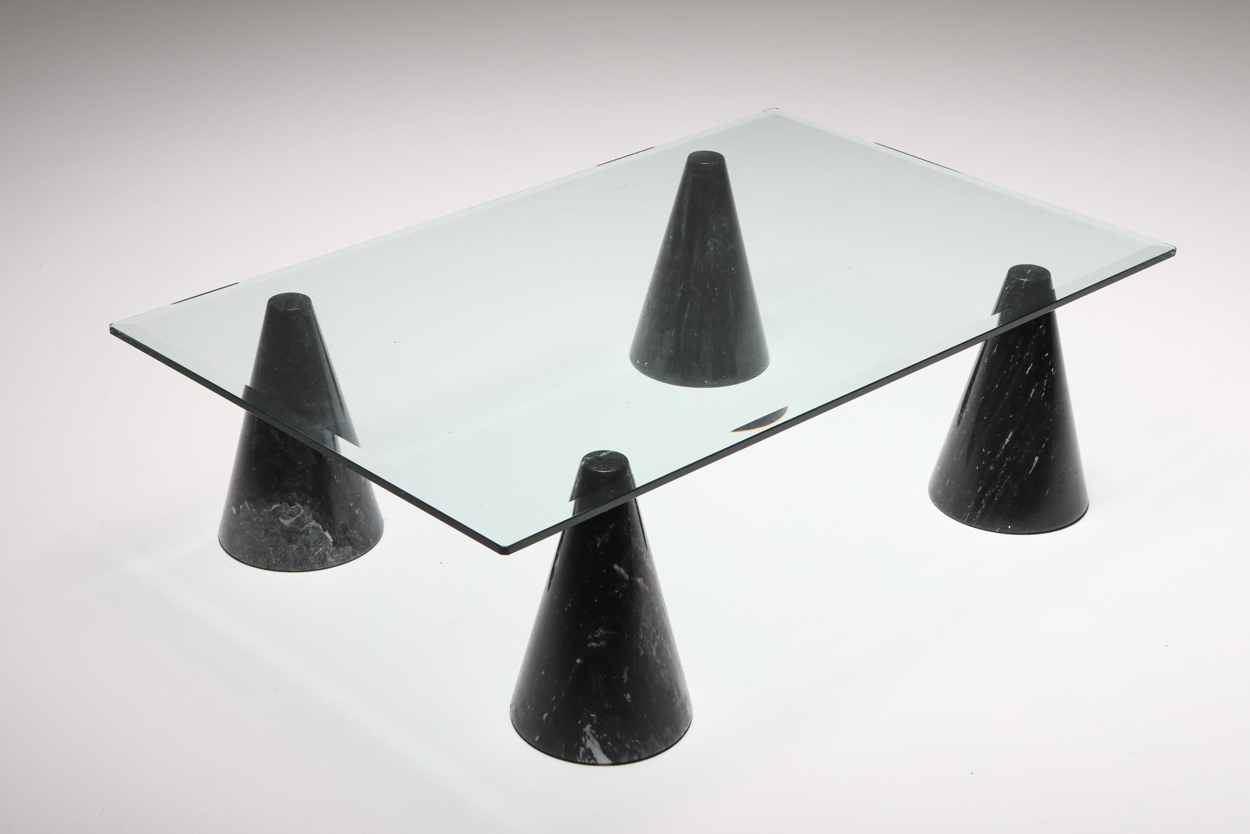 Late 20th Century Marble and Glass Coffee Table in the Style of Massimo Vignelli