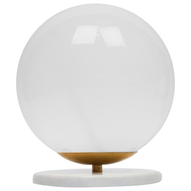 Marble and Glass Globe Table Light Large For Sale