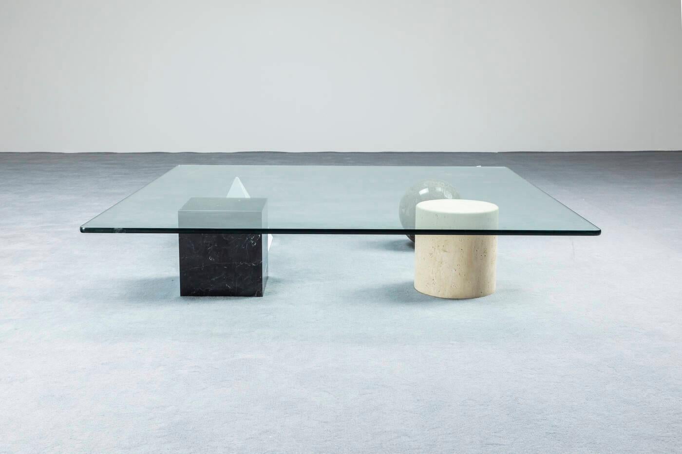 Late 20th Century Marble and Glass Metafora Table, Massimo Vignelli, Italy, 1970s For Sale