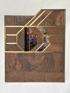Pannello di mosaico in marmo e vetro di L'Oeuf Centre d'Etudes, Parigi 1986