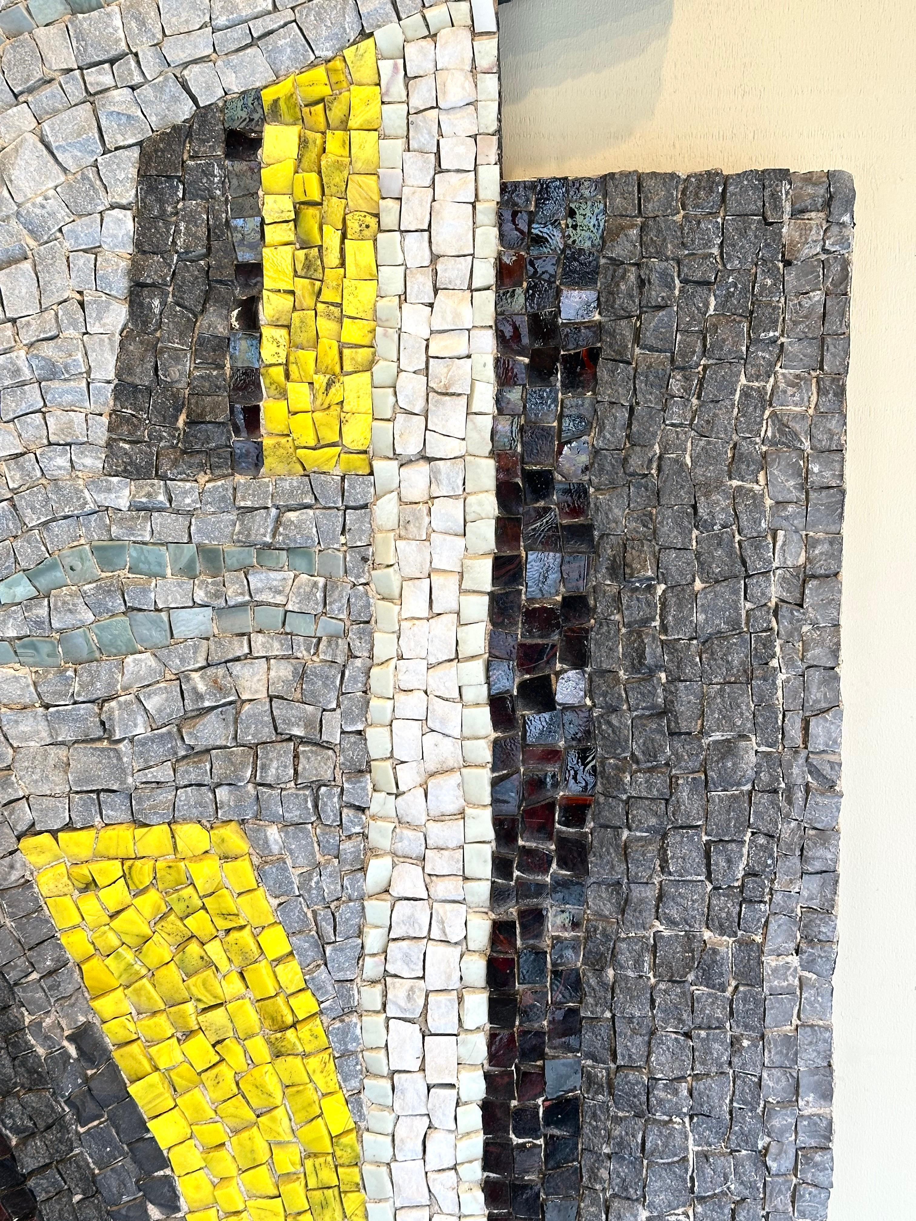French Marble and Glass Mosaic Panel, Meditation, Maximilien Herzele, France 1958 For Sale