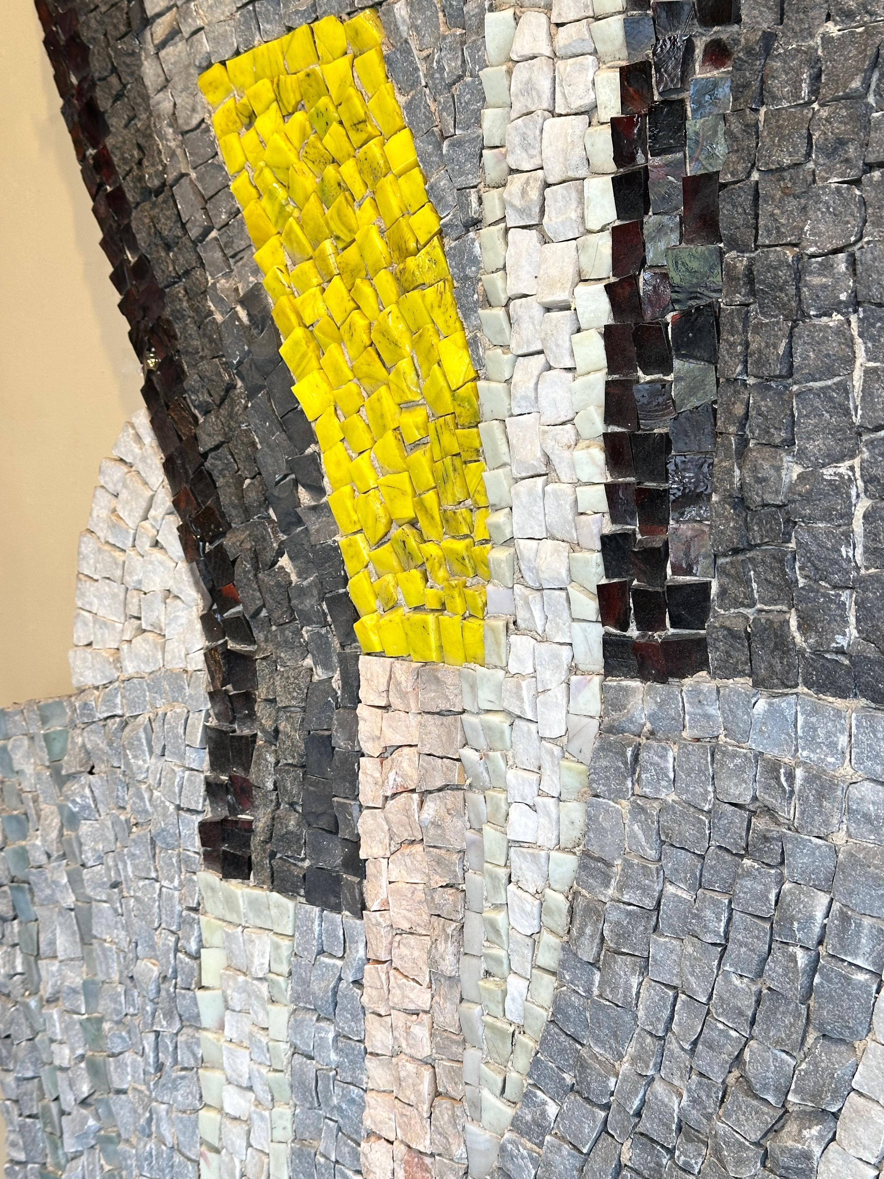 Découpage Marble and Glass Mosaic Panel, Meditation, Maximilien Herzele, France 1958 For Sale