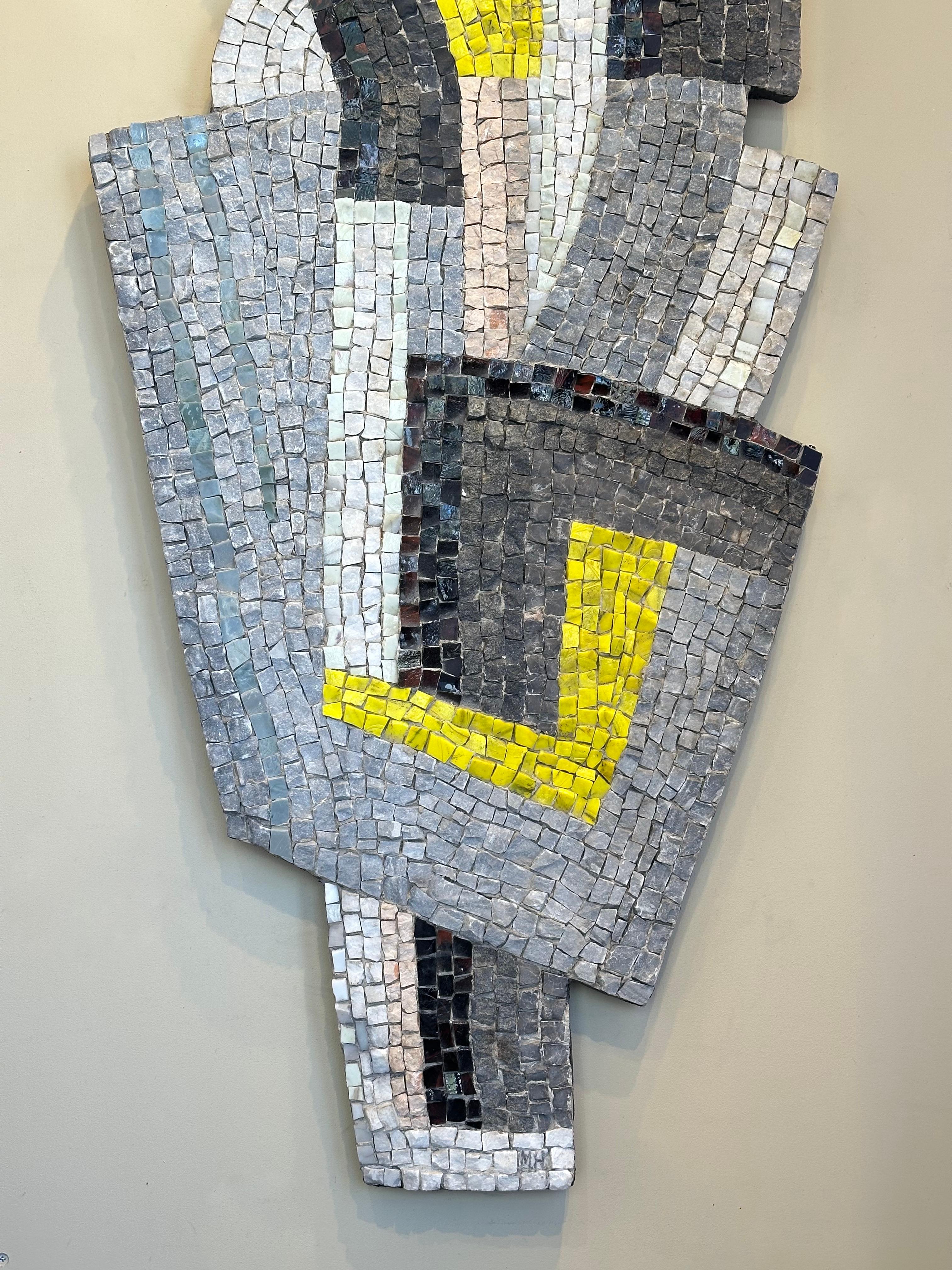 Marble and Glass Mosaic Panel, Meditation, Maximilien Herzele, France 1958 For Sale 2