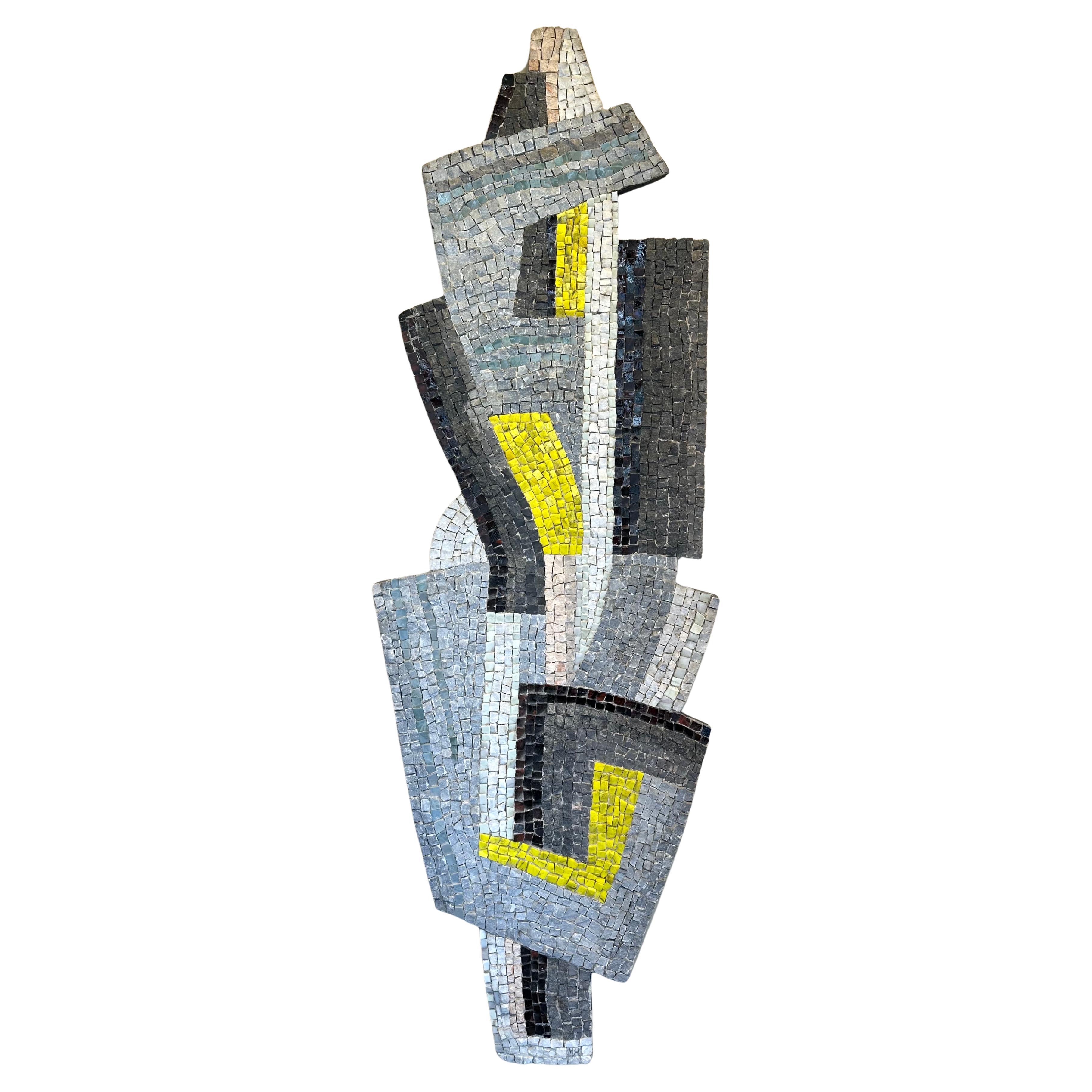 Marble and Glass Mosaic Panel, Meditation, Maximilien Herzele, France 1958 For Sale