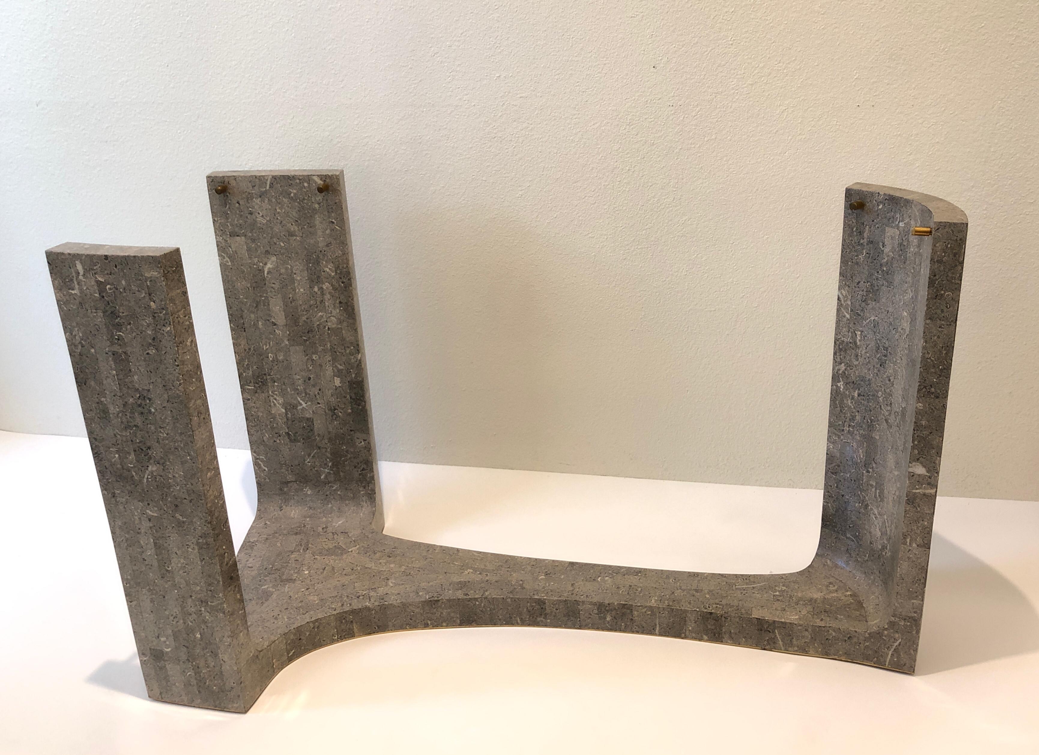 Brass Marble and Glass Sculptural Console Table by Maitland Smith For Sale