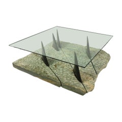 Marble and Glass Shark Fin Table