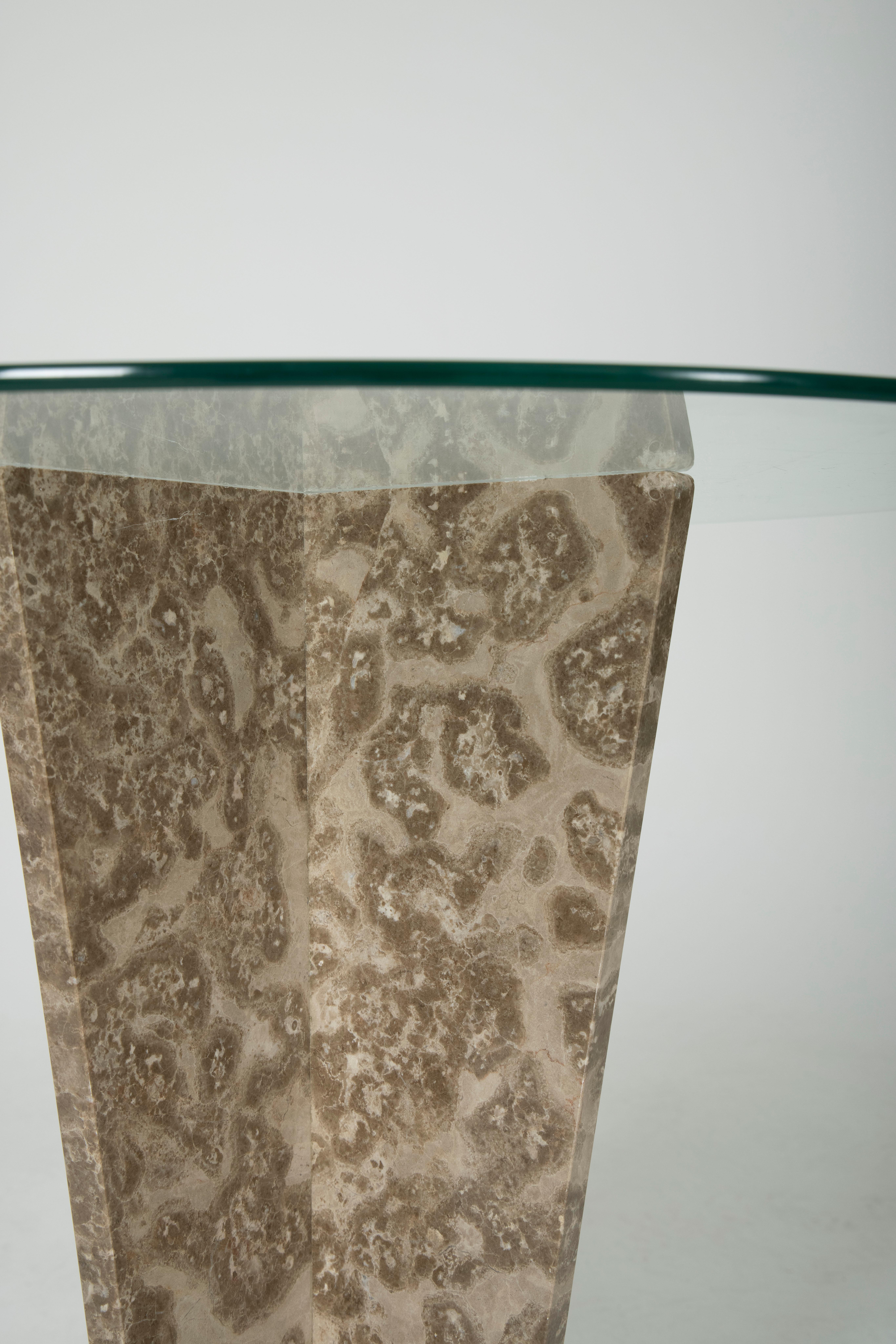 Glass Marble and glass side table For Sale