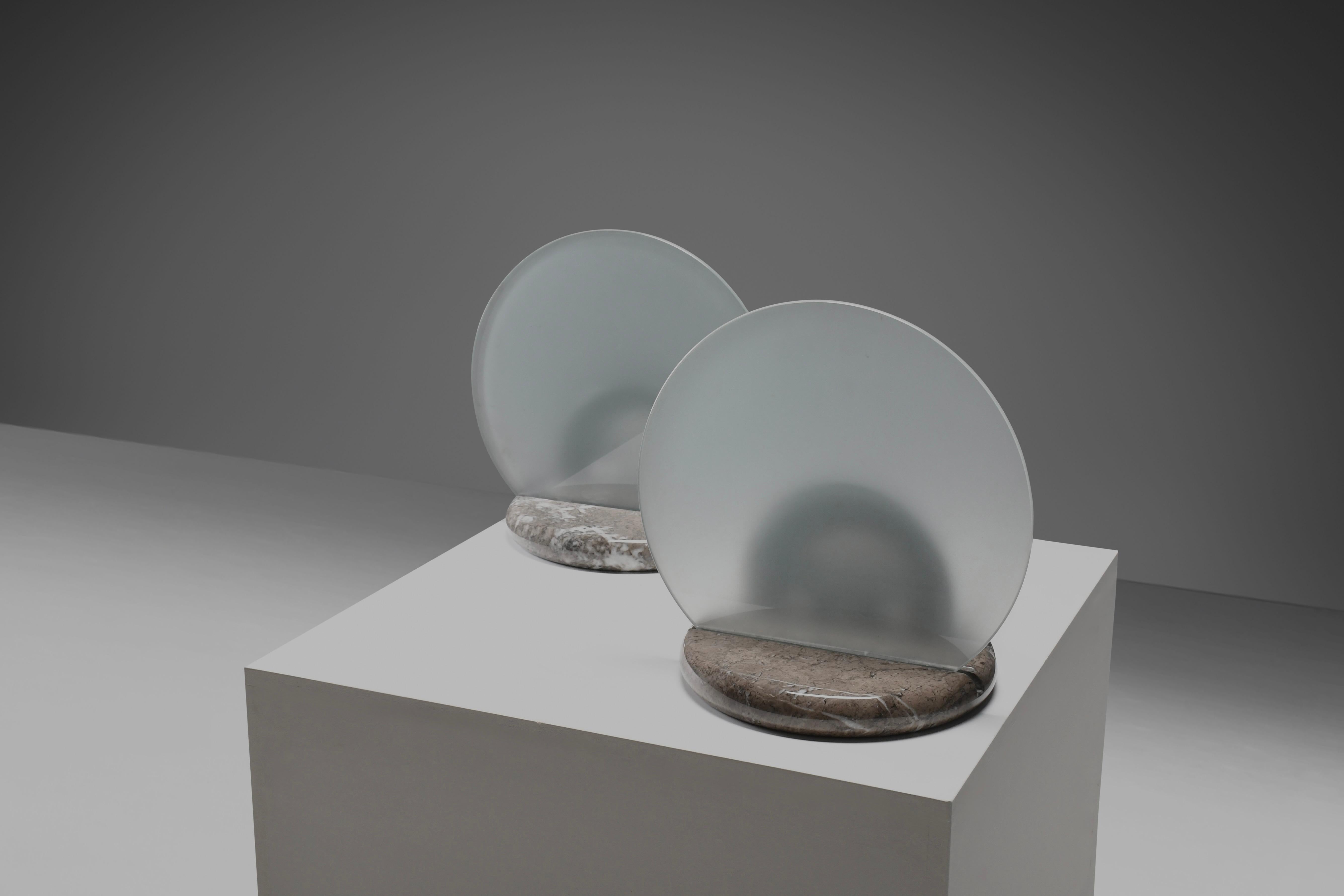 Mid-Century Modern Marble and Glass Table Lamps by Bruno Gechelin for Skipper, Italy 1970s For Sale