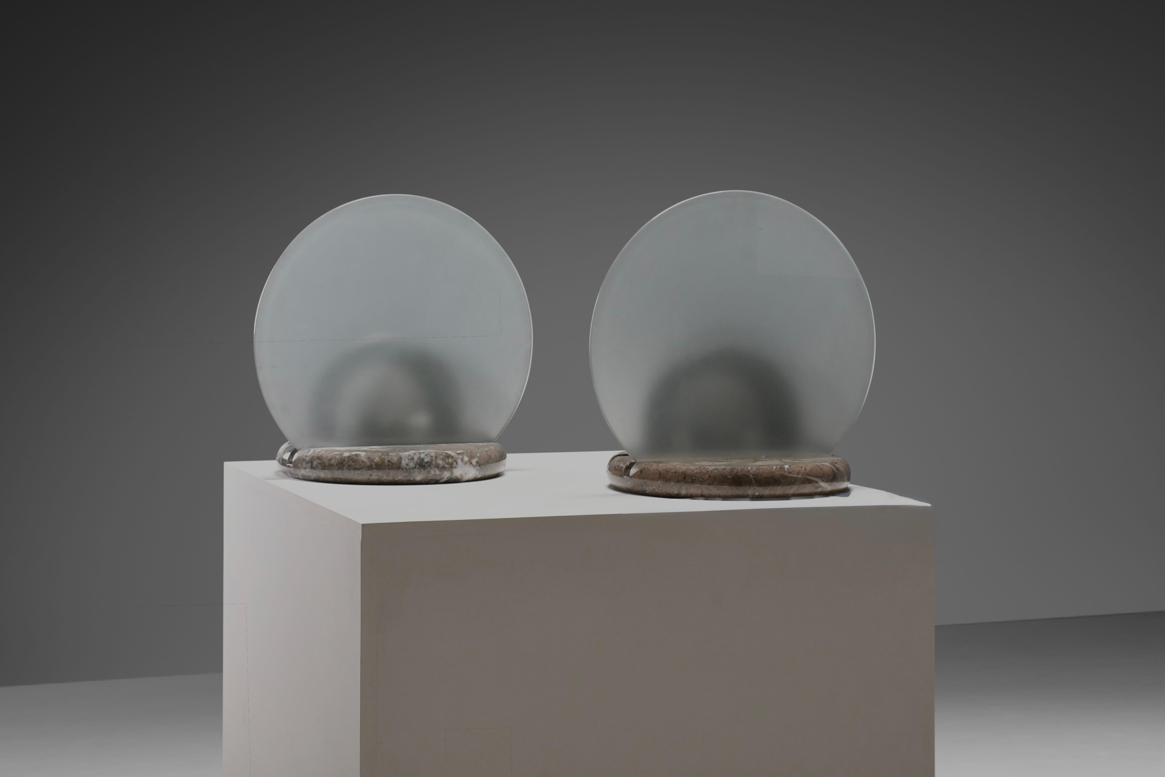 Italian Marble and Glass Table Lamps by Bruno Gechelin for Skipper, Italy 1970s For Sale