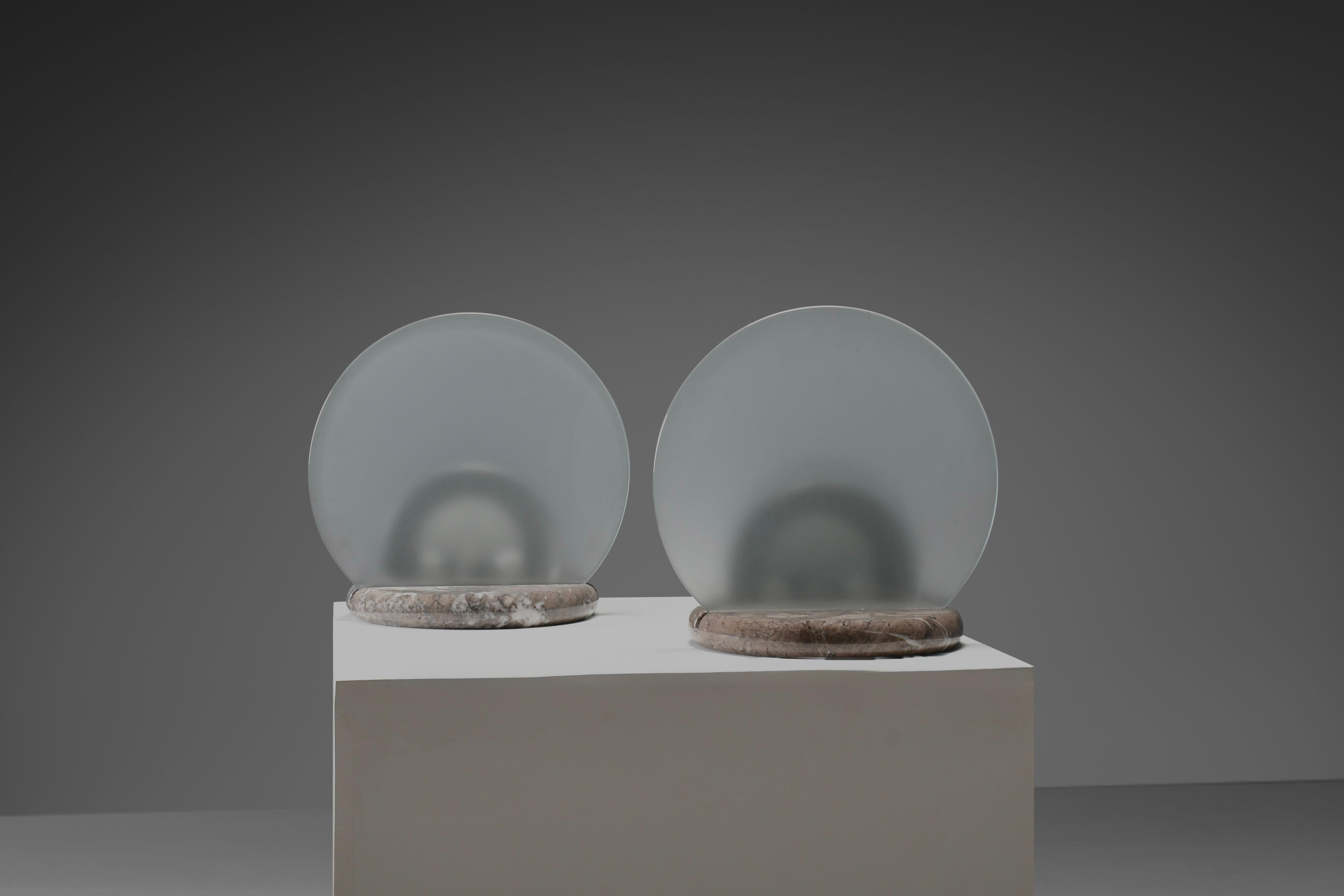 Frosted Marble and Glass Table Lamps by Bruno Gechelin for Skipper, Italy 1970s For Sale