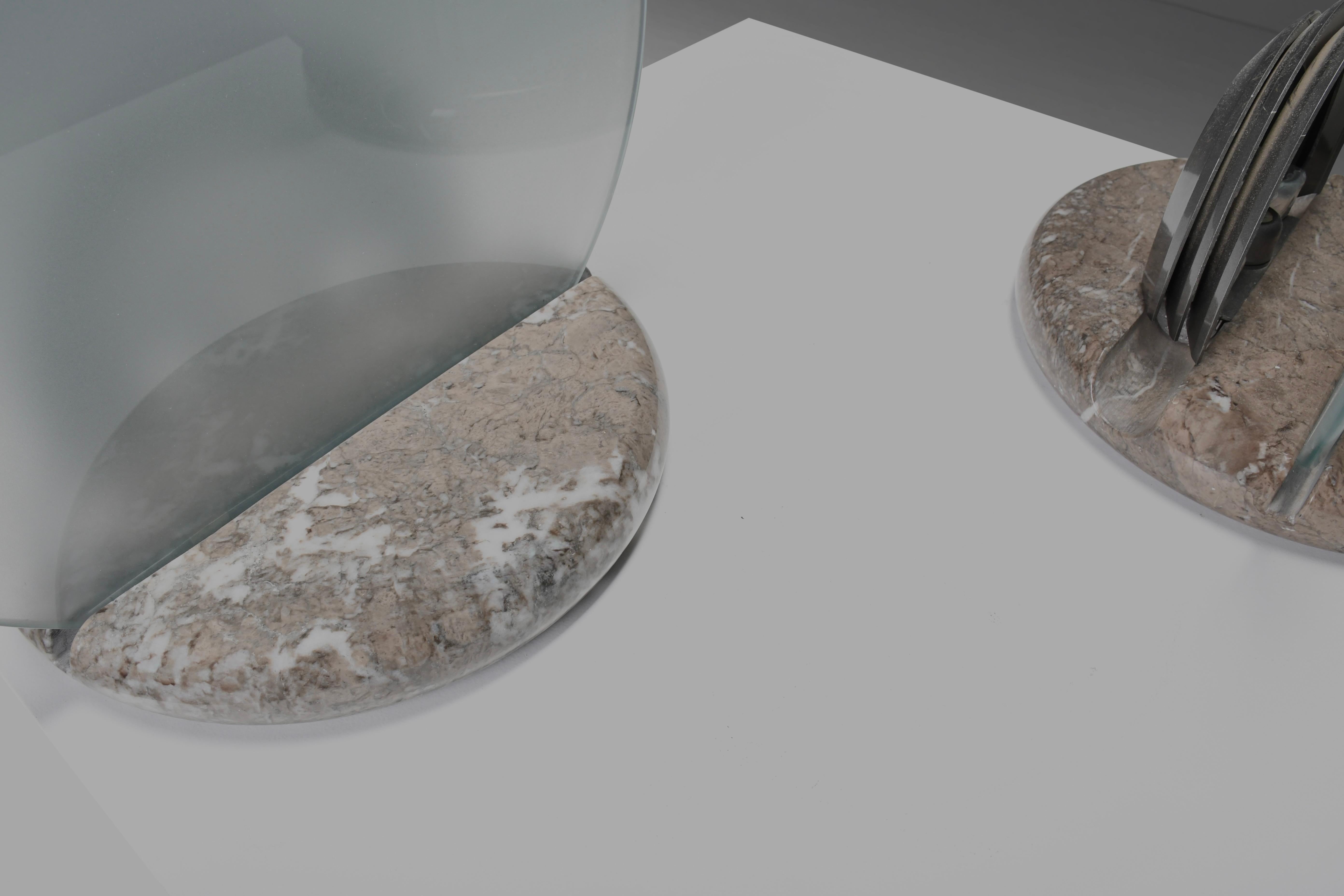 Marble and Glass Table Lamps by Bruno Gechelin for Skipper, Italy 1970s In Excellent Condition For Sale In Echt, NL