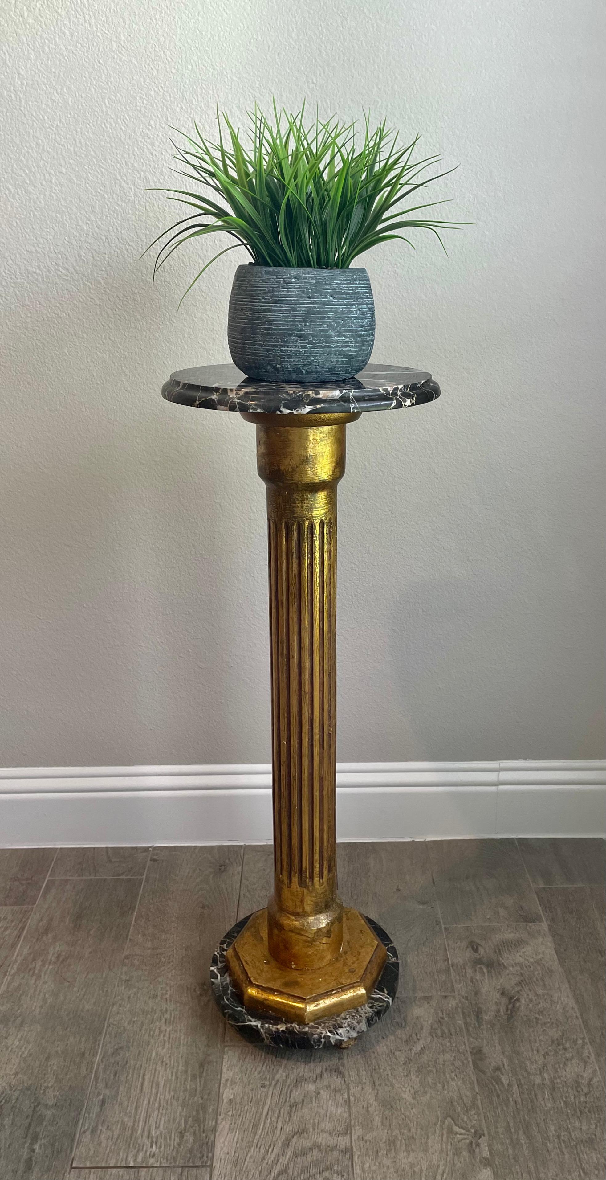 Marble and glit wood pedestal / plant stand.