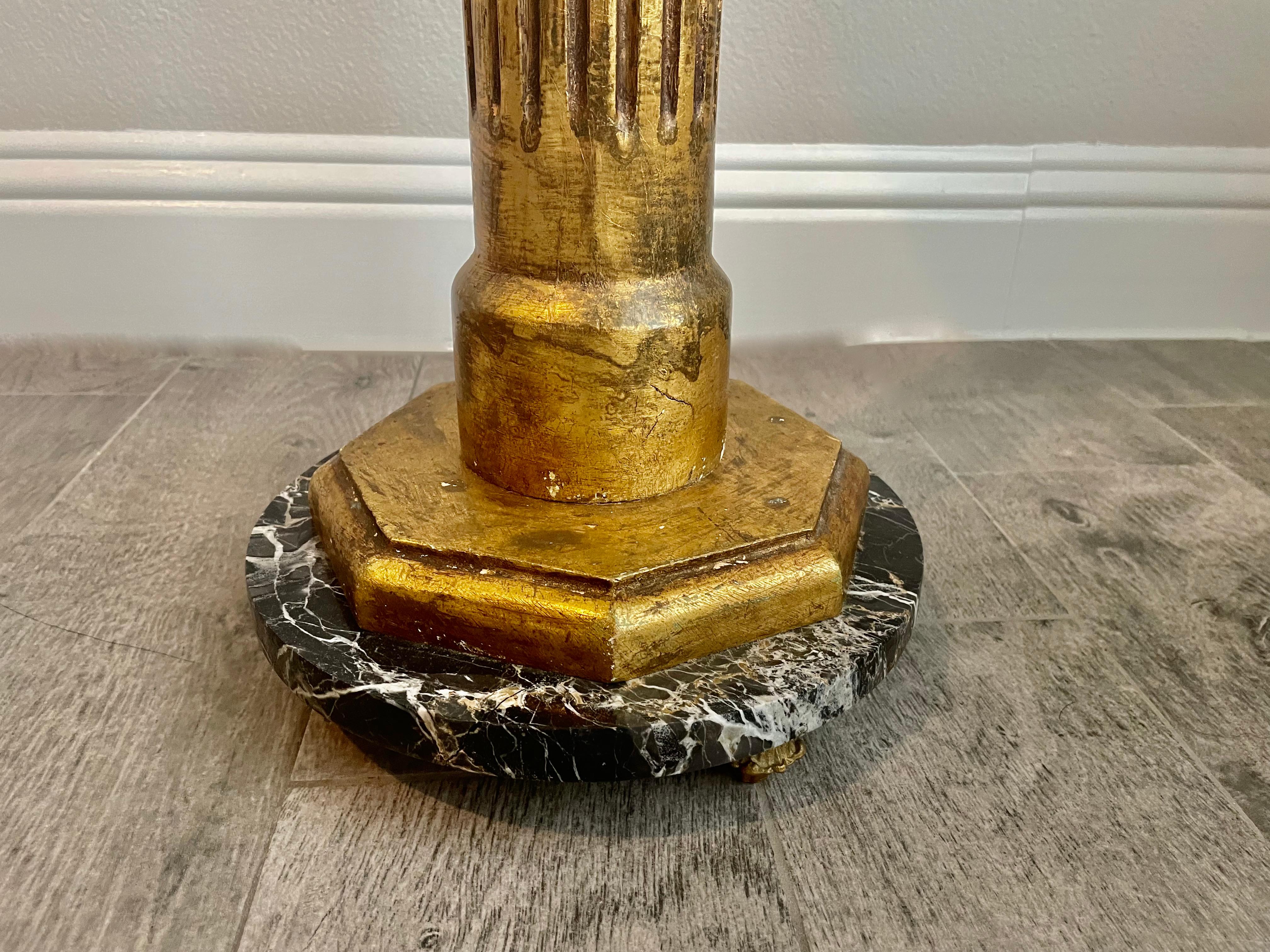 Late 20th Century Marble and Glit Wood Pedestal For Sale