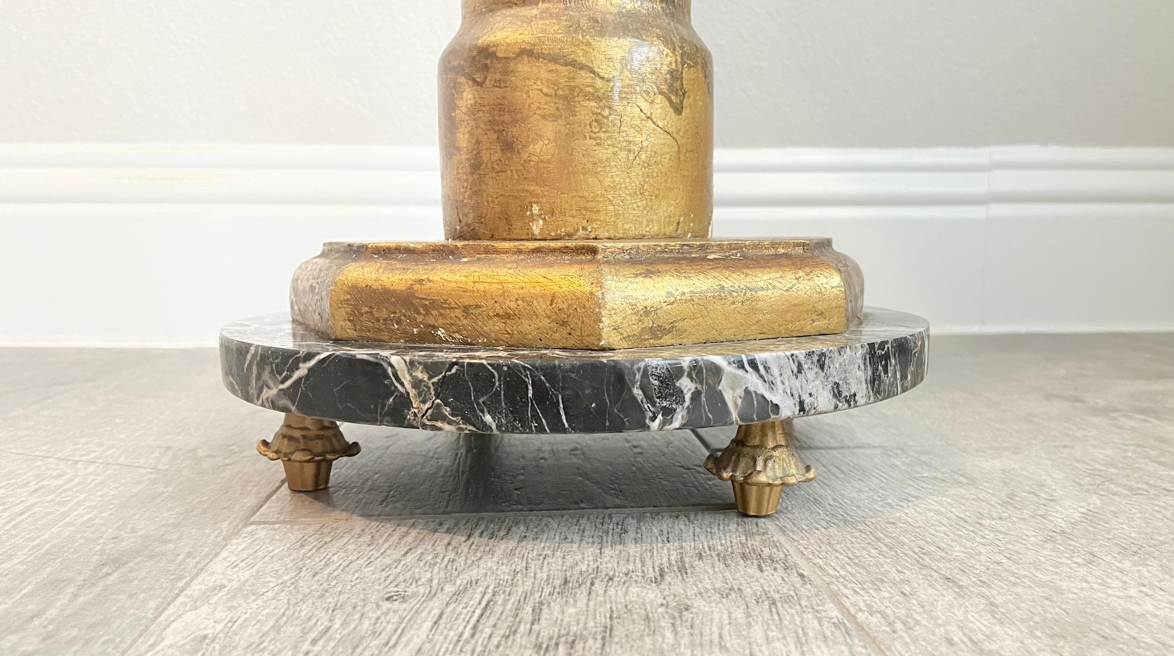 Marble and Glit Wood Pedestal For Sale 2