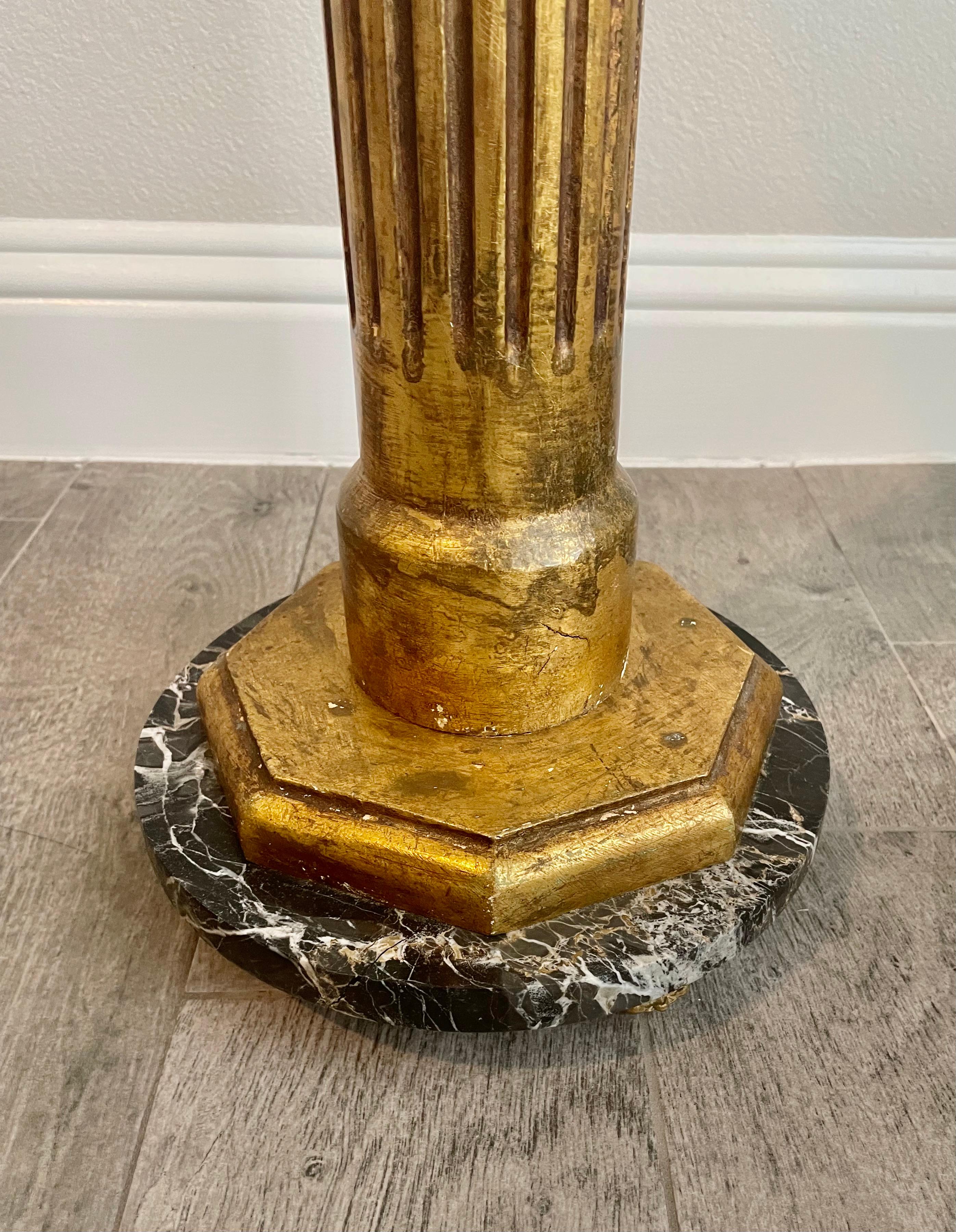 Marble and Glit Wood Pedestal For Sale 3
