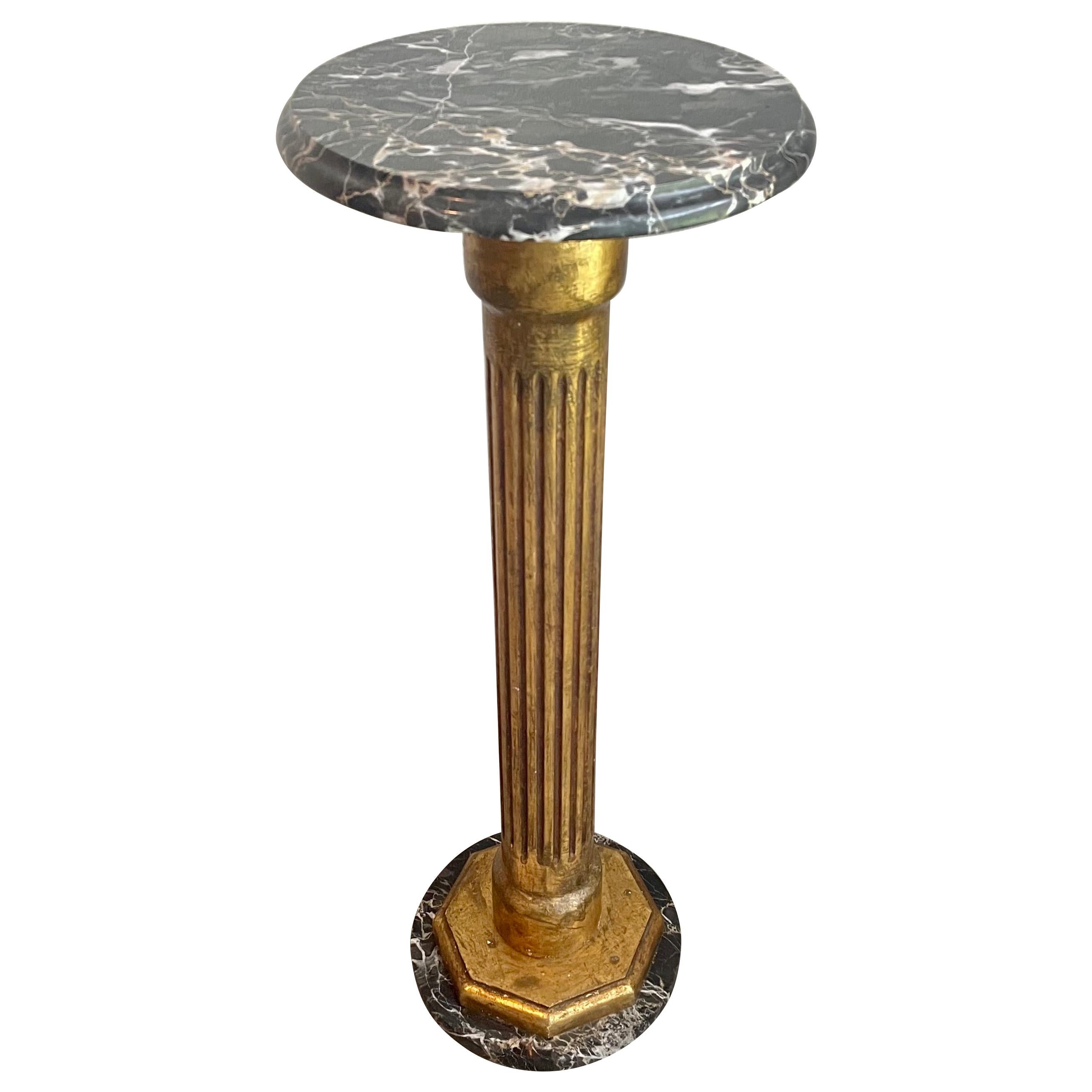 Marble and Glit Wood Pedestal For Sale