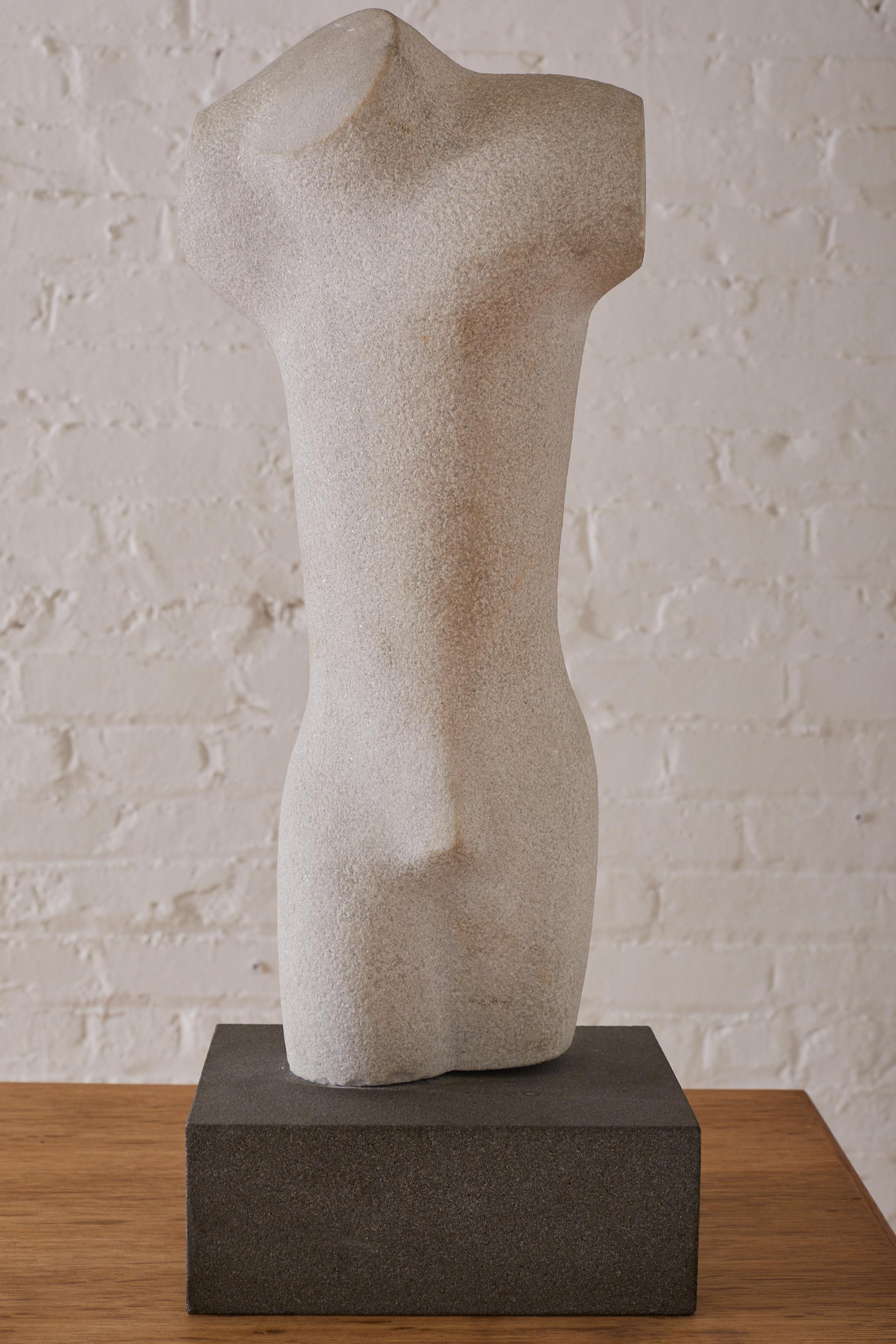 Marble and Granite Carving of Male Torso by American artist Lawrence Glasson (1931-2007) titled 'Man No. 2'. signed on underside of sculpture.