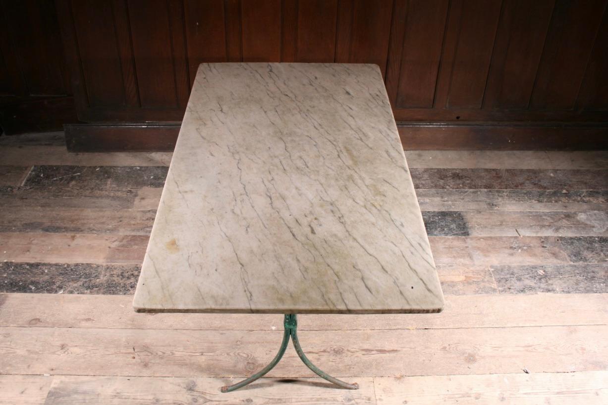 French Marble and Iron Console Table For Sale
