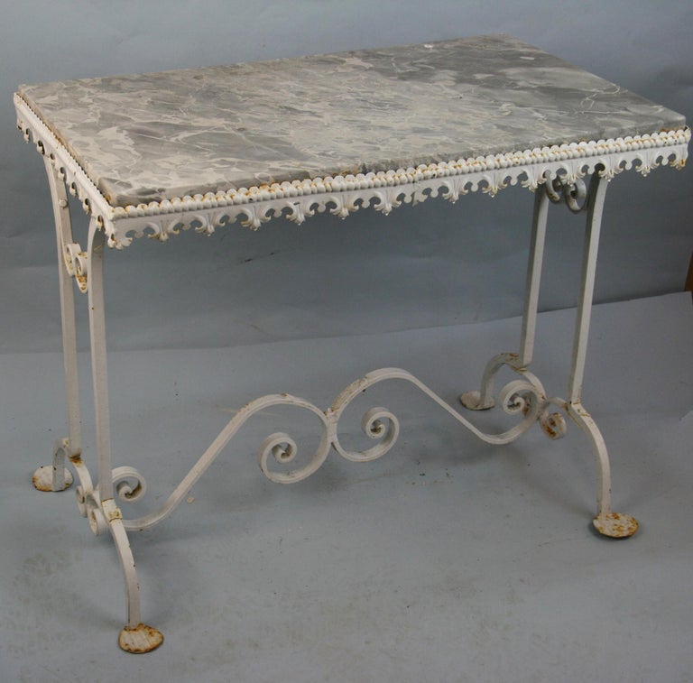 Marble and Iron Garden Table For Sale at 1stDibs