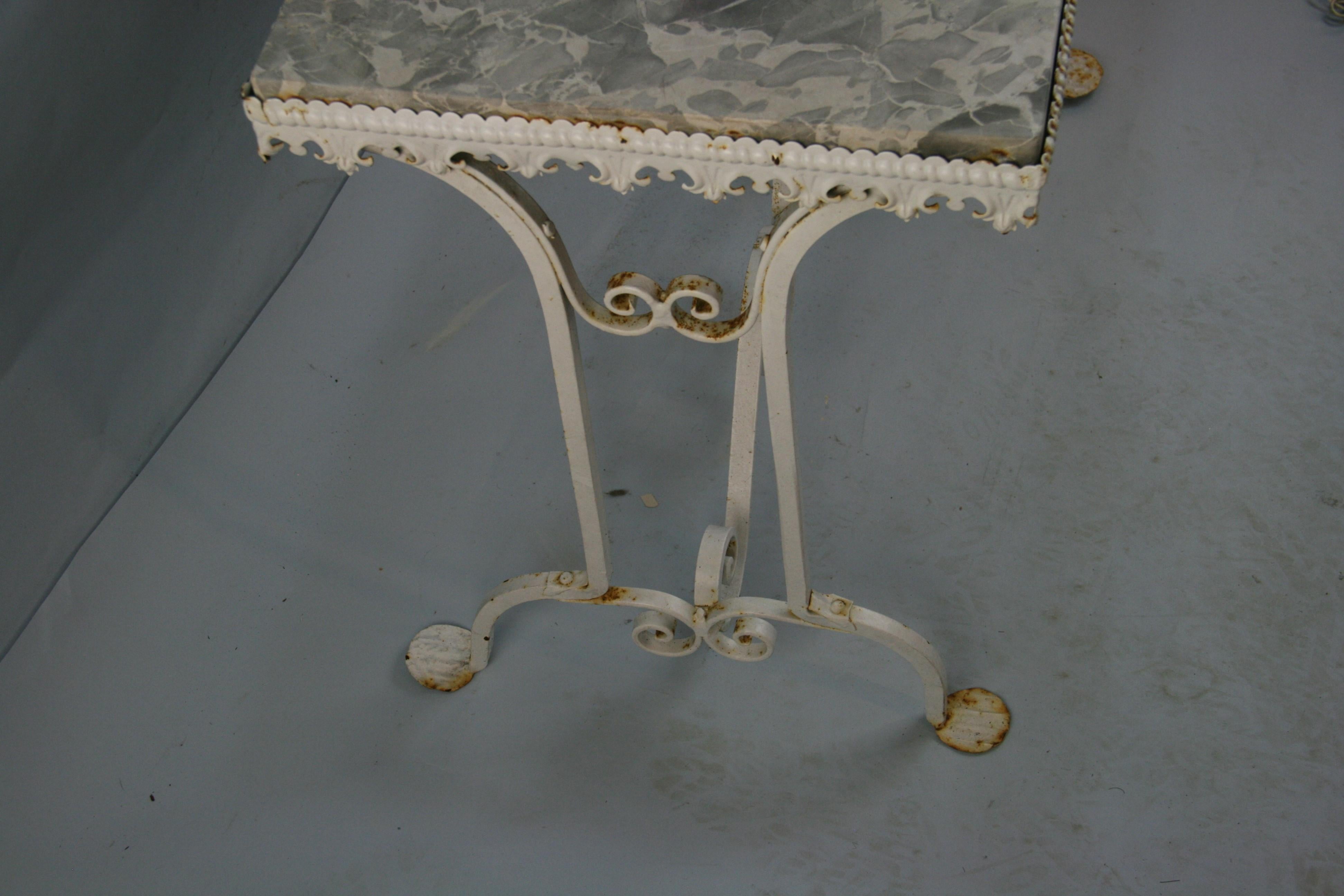 20th Century  Marble and Iron Garden Table For Sale