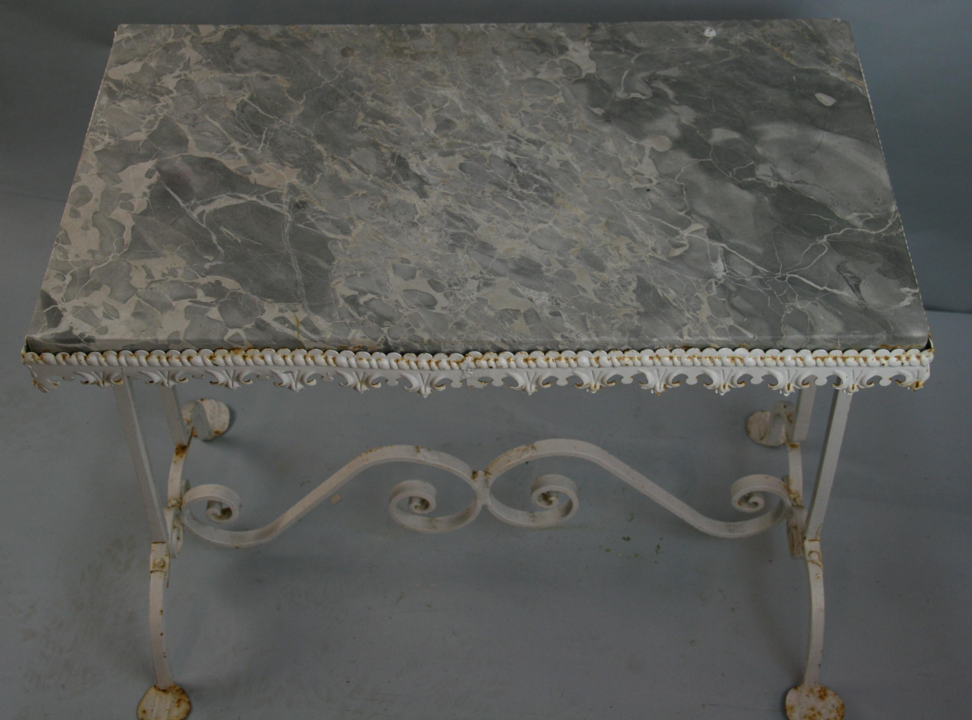 Marble and Iron Garden Table For Sale 1