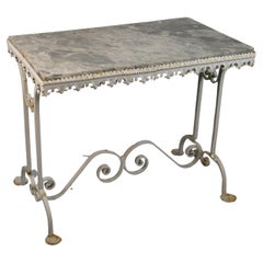 Antique  Marble and Iron Garden Table