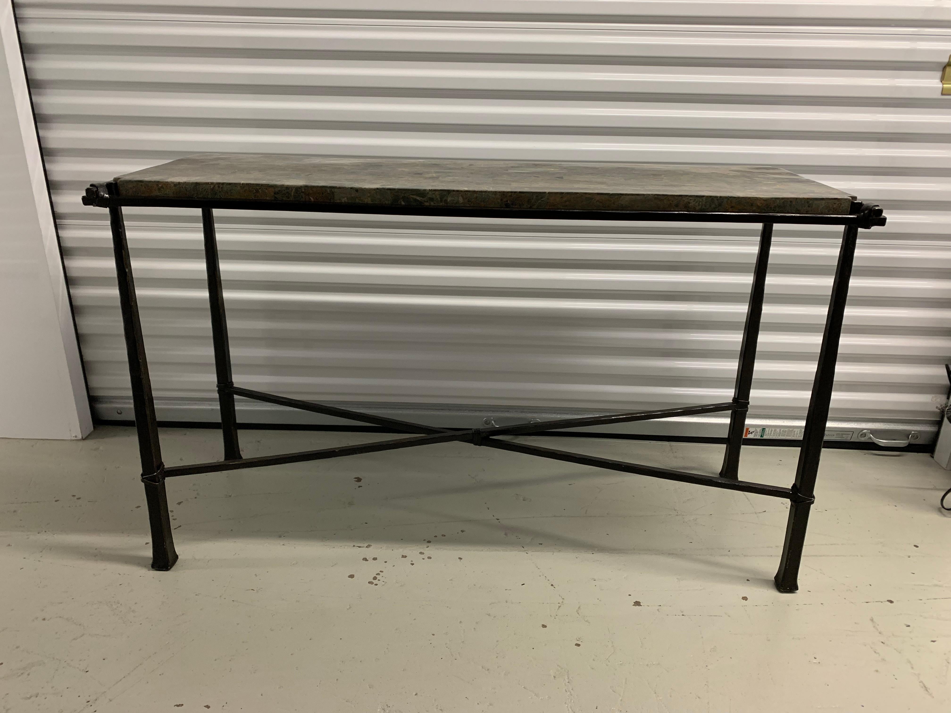 Marble and Iron Side or End Table For Sale 3
