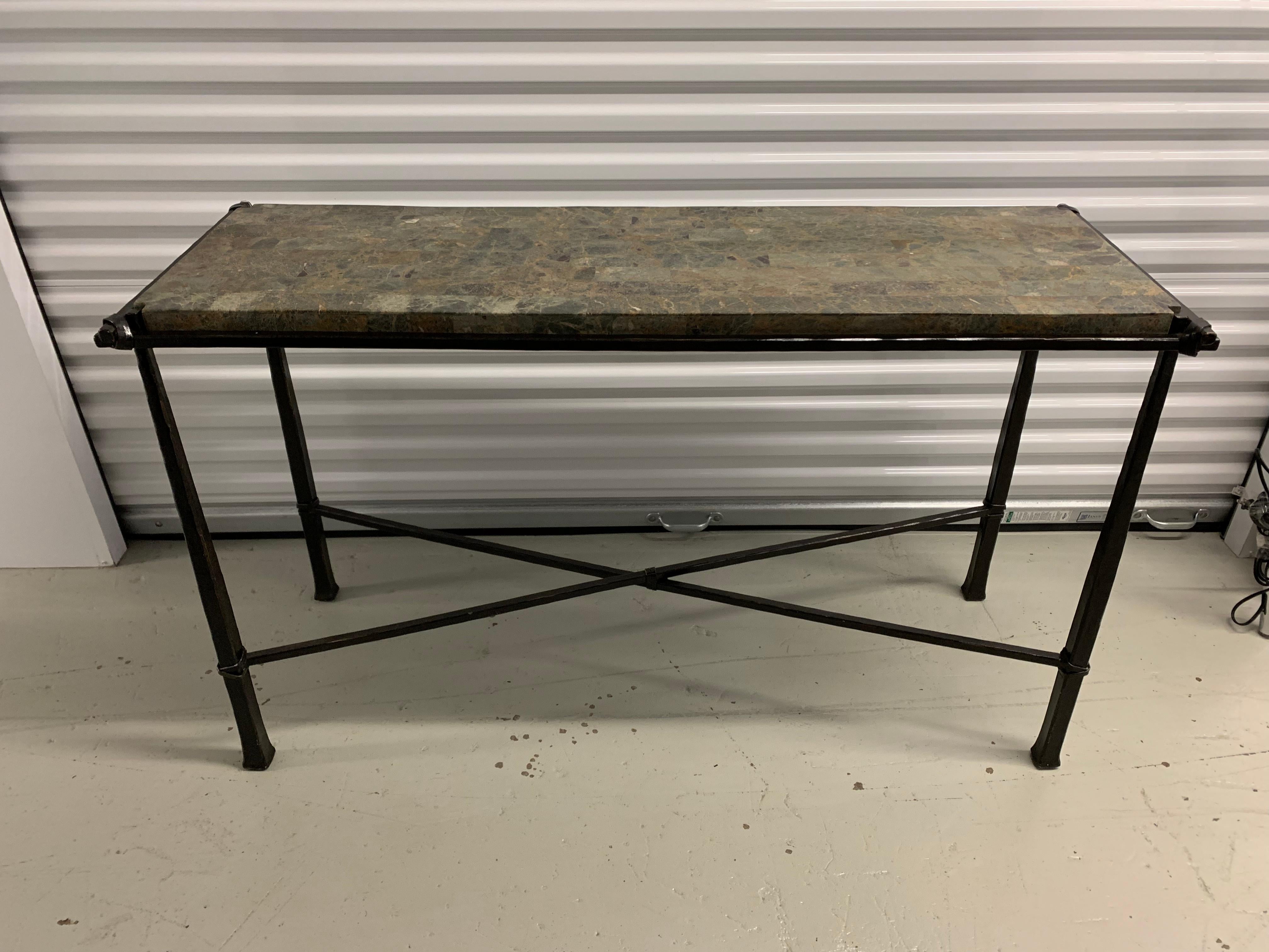 Marble and Iron Side or End Table For Sale 4