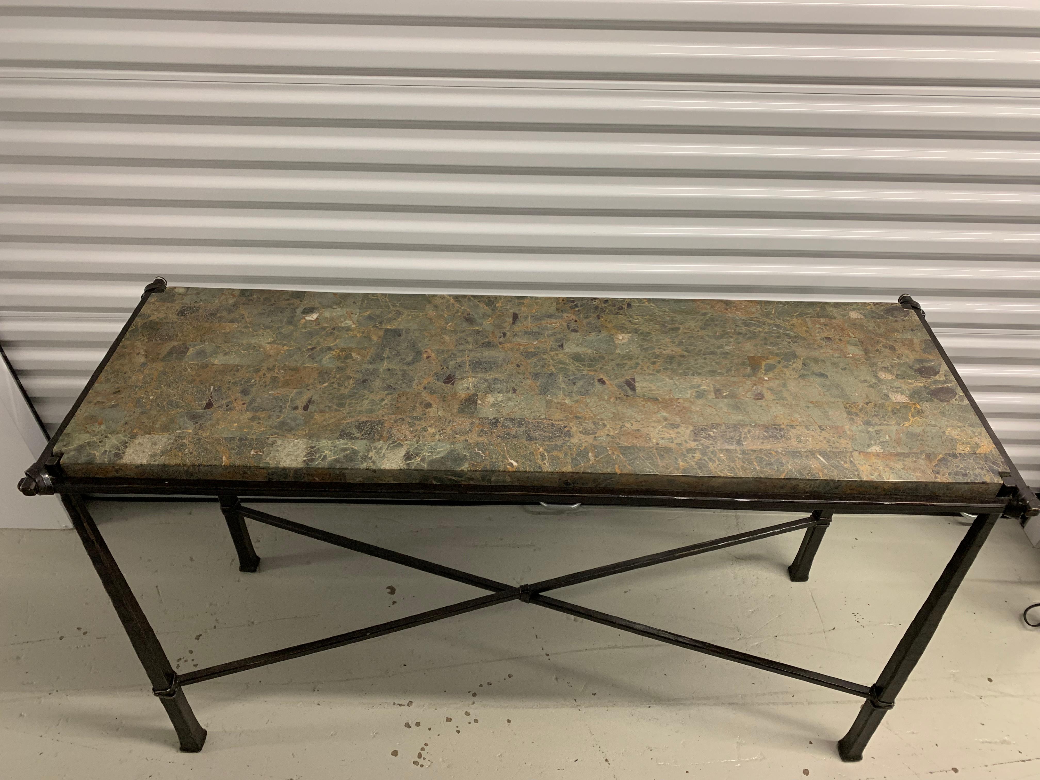 Modern Marble and Iron Side or End Table For Sale