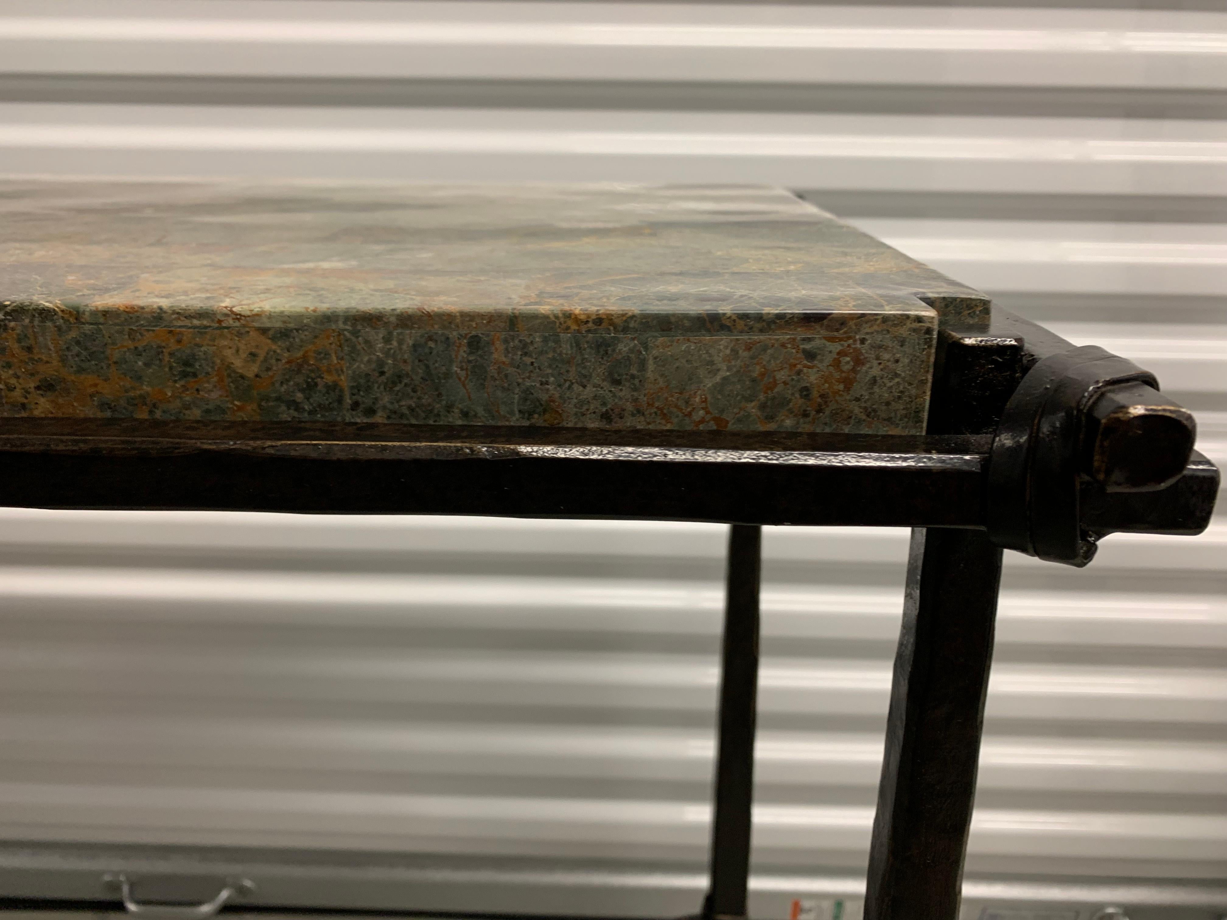 American Marble and Iron Side or End Table For Sale