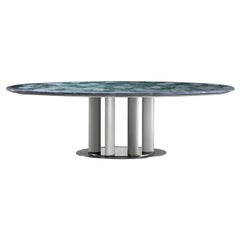 Marble and Leather Oval Dining Table by Simone Ciarmoli e Miguel Queda