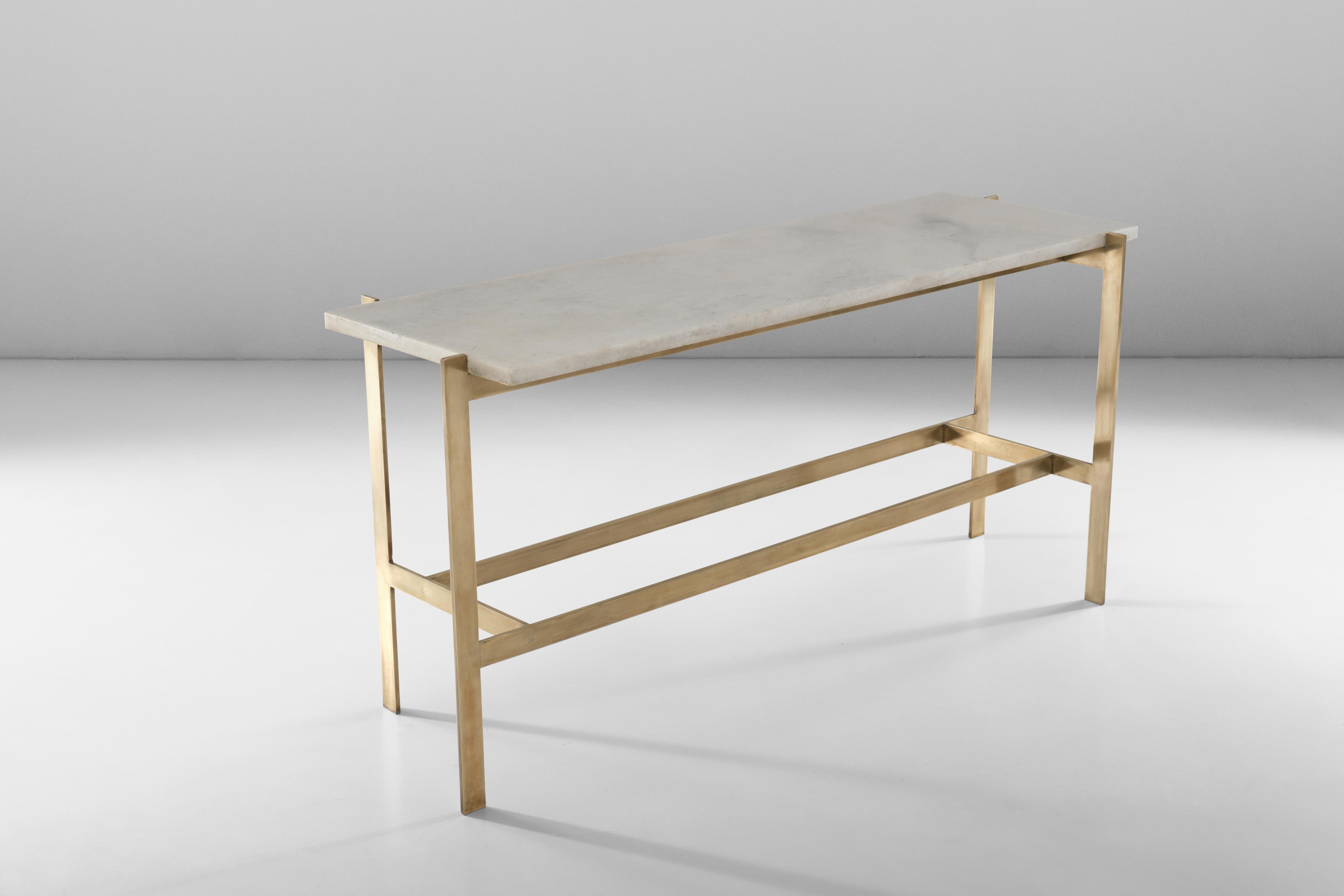 Marble and Metal Console Attributed to Romeo Rega, 1970 circa 7