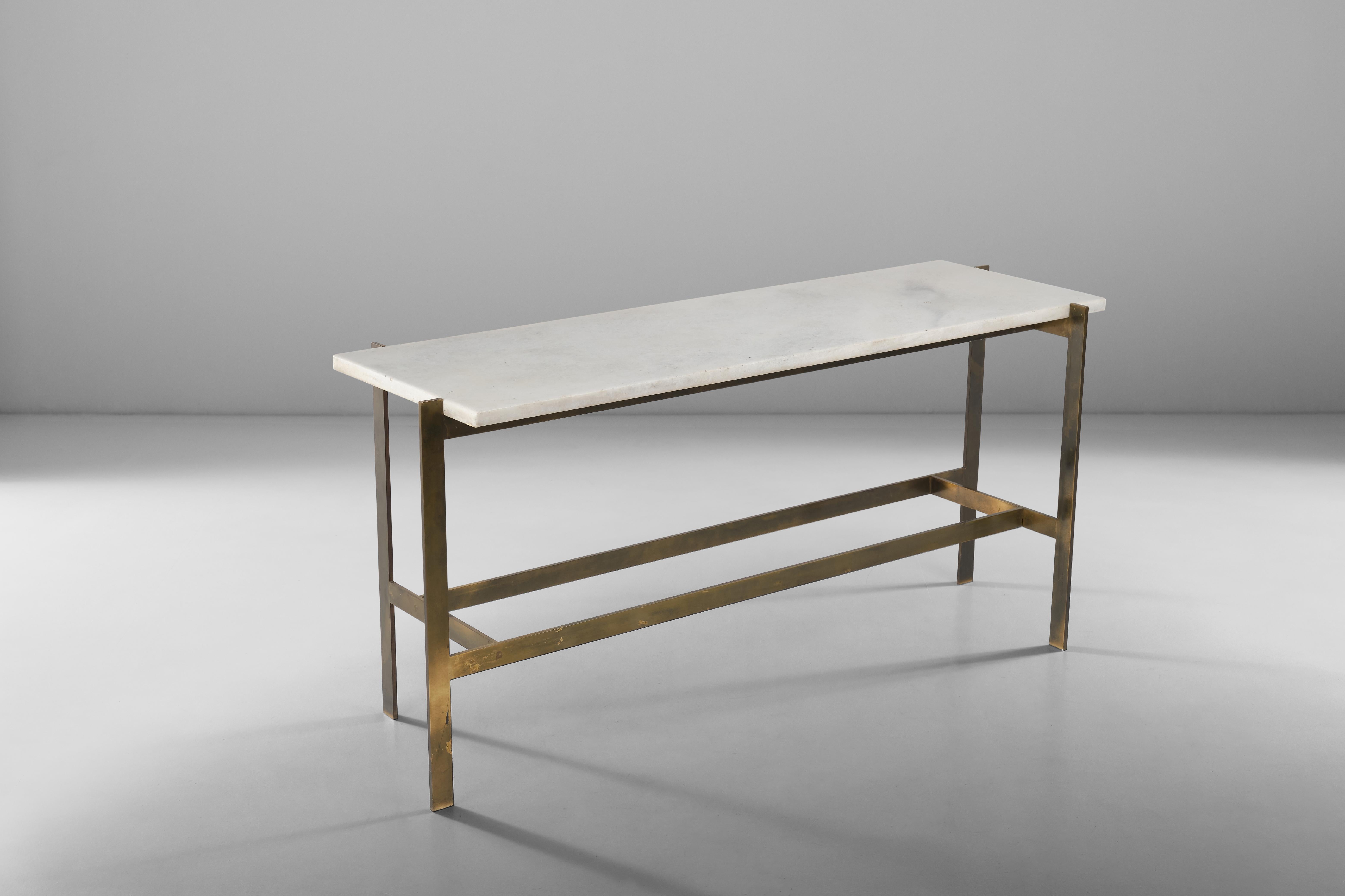 Mid-Century Modern Marble and Metal Console Attributed to Romeo Rega, 1970 circa