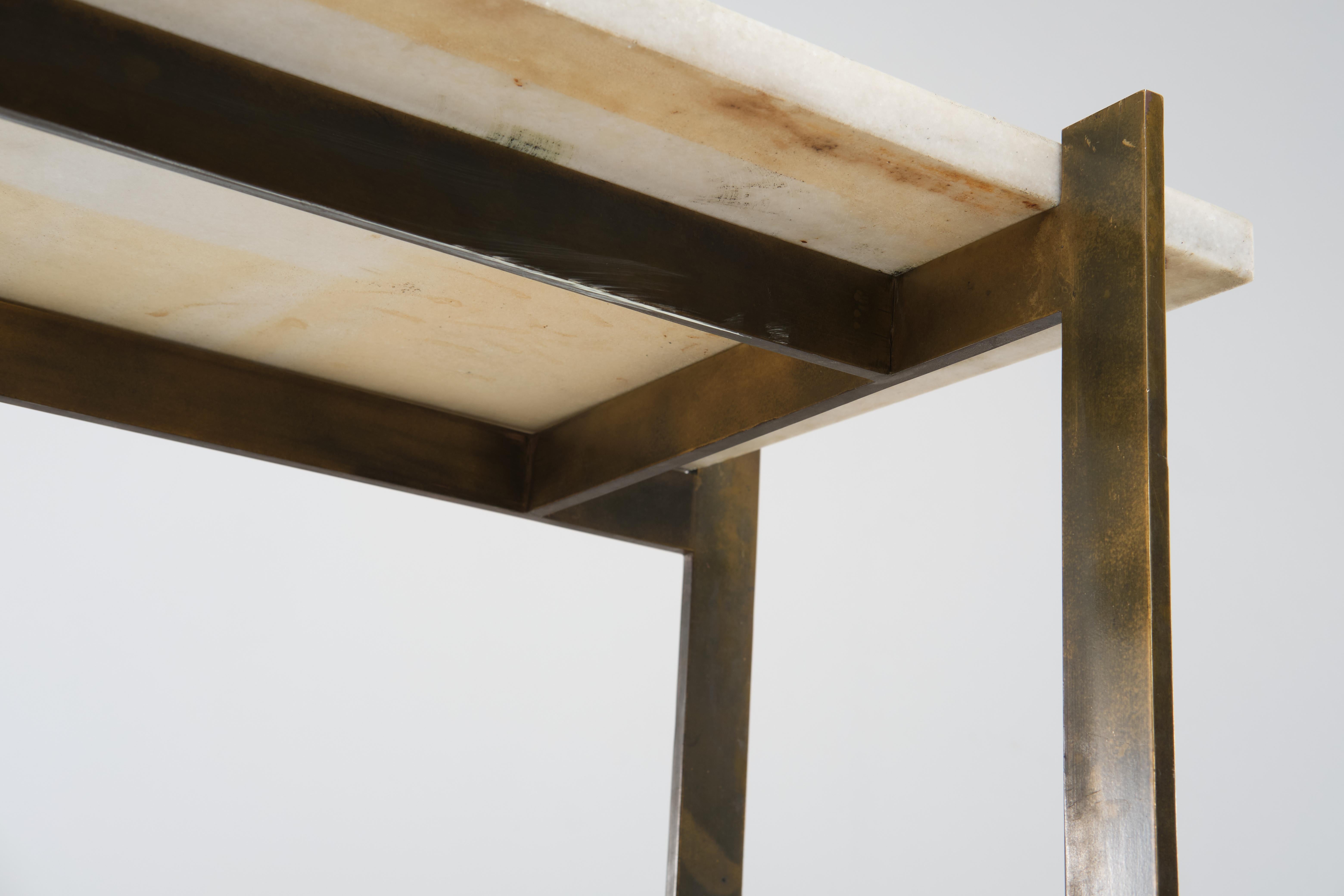 Marble and Metal Console Attributed to Romeo Rega, 1970 circa 1
