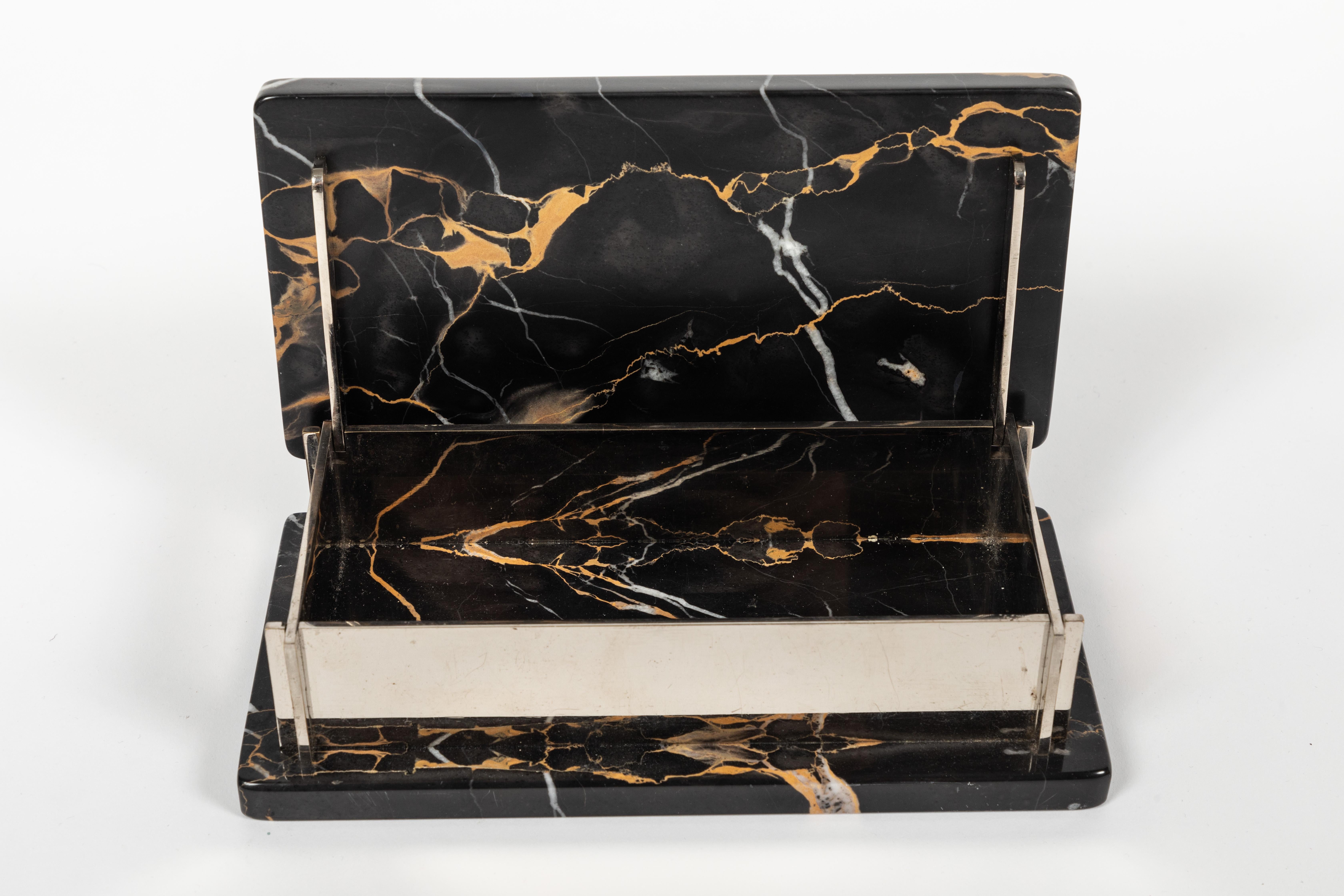 Plated Marble and Nickel Box For Sale