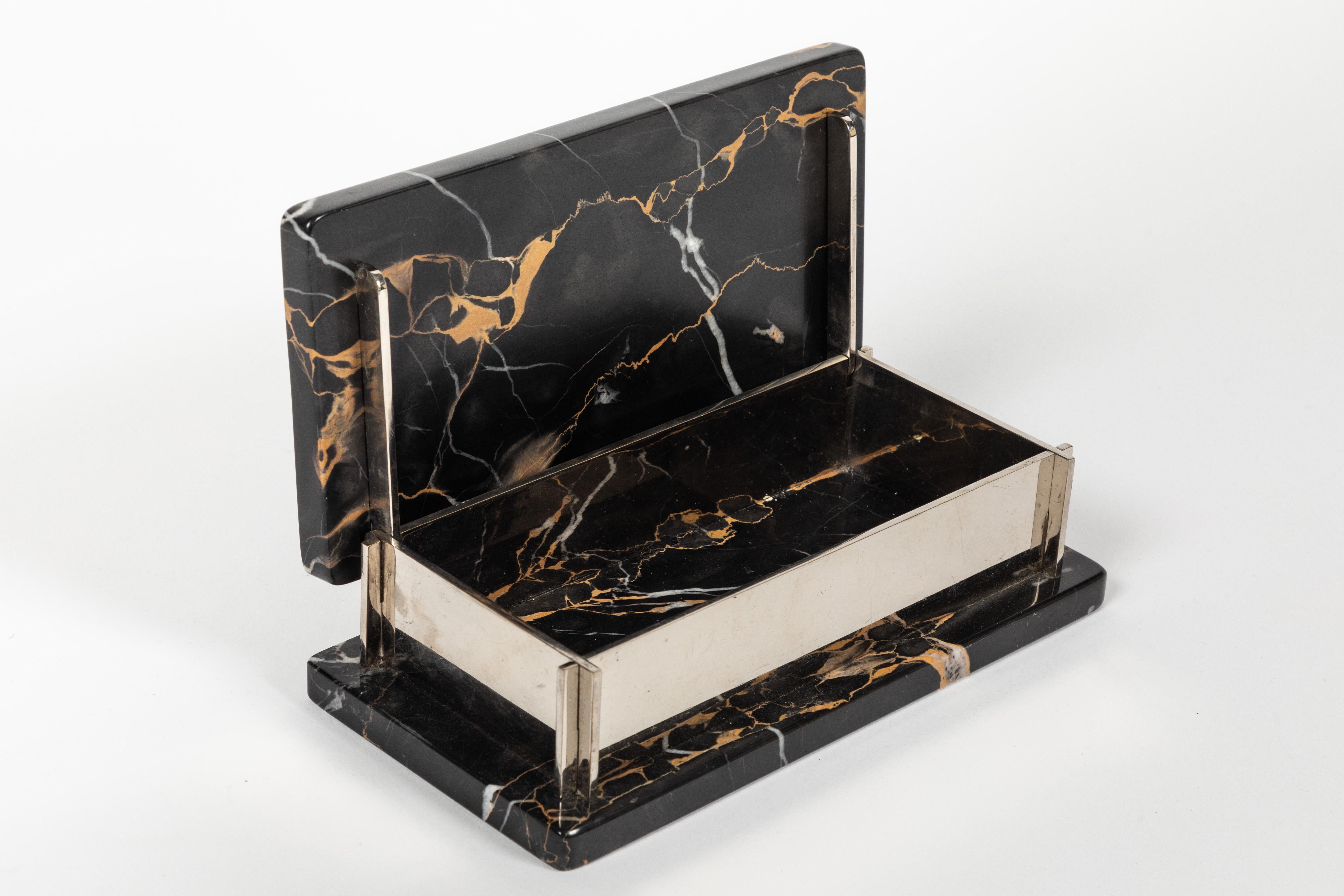 Marble and Nickel Box In Good Condition For Sale In Palm Desert, CA