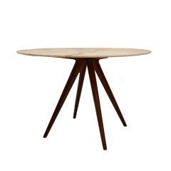 Mid-Century Modern Dining Table, Oak Base & Marble Top, Italy, 1950s