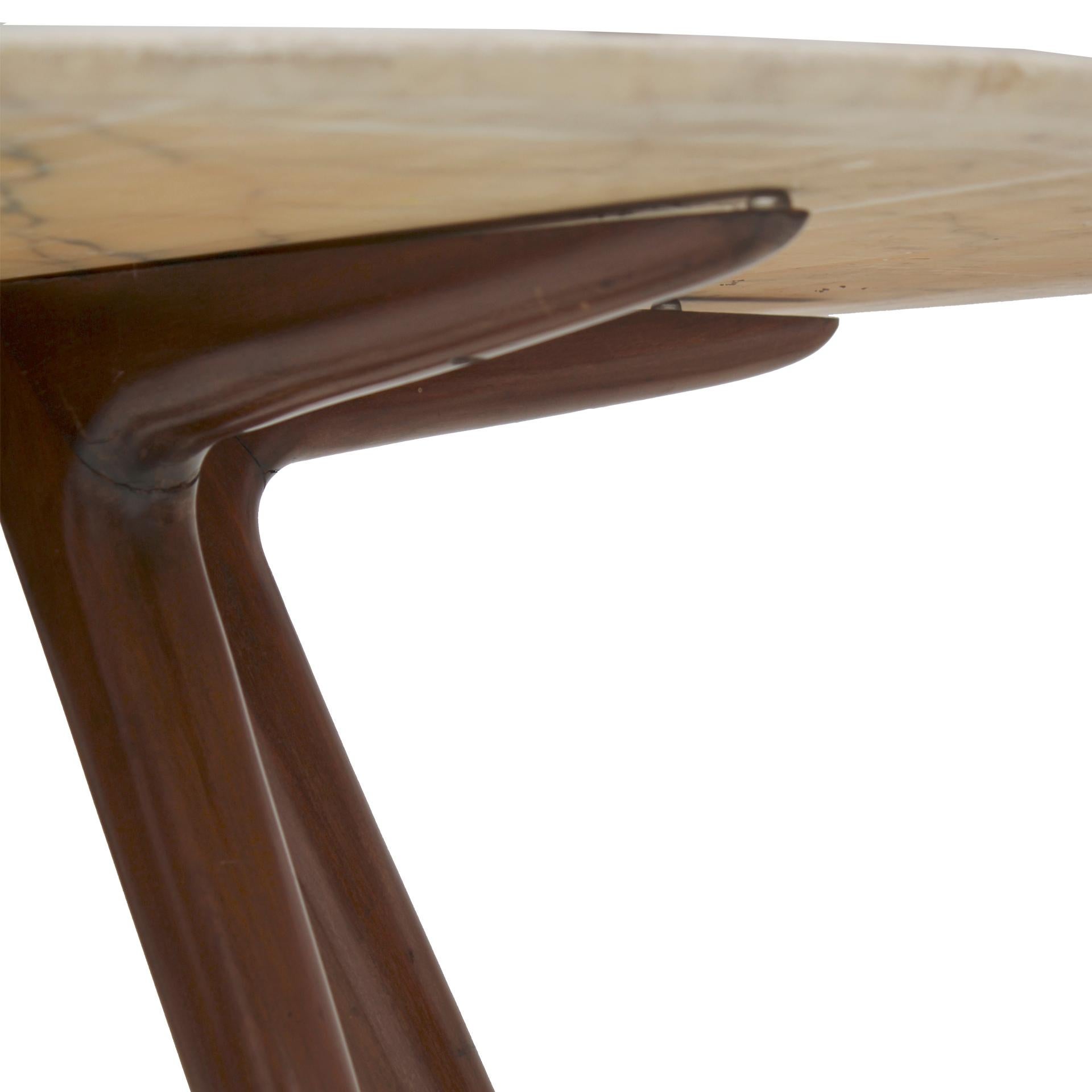 Mid-Century Modern Marble and Oak Pedestal Table, 1950s For Sale