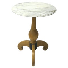 Marble and Oak Side Drinks Table