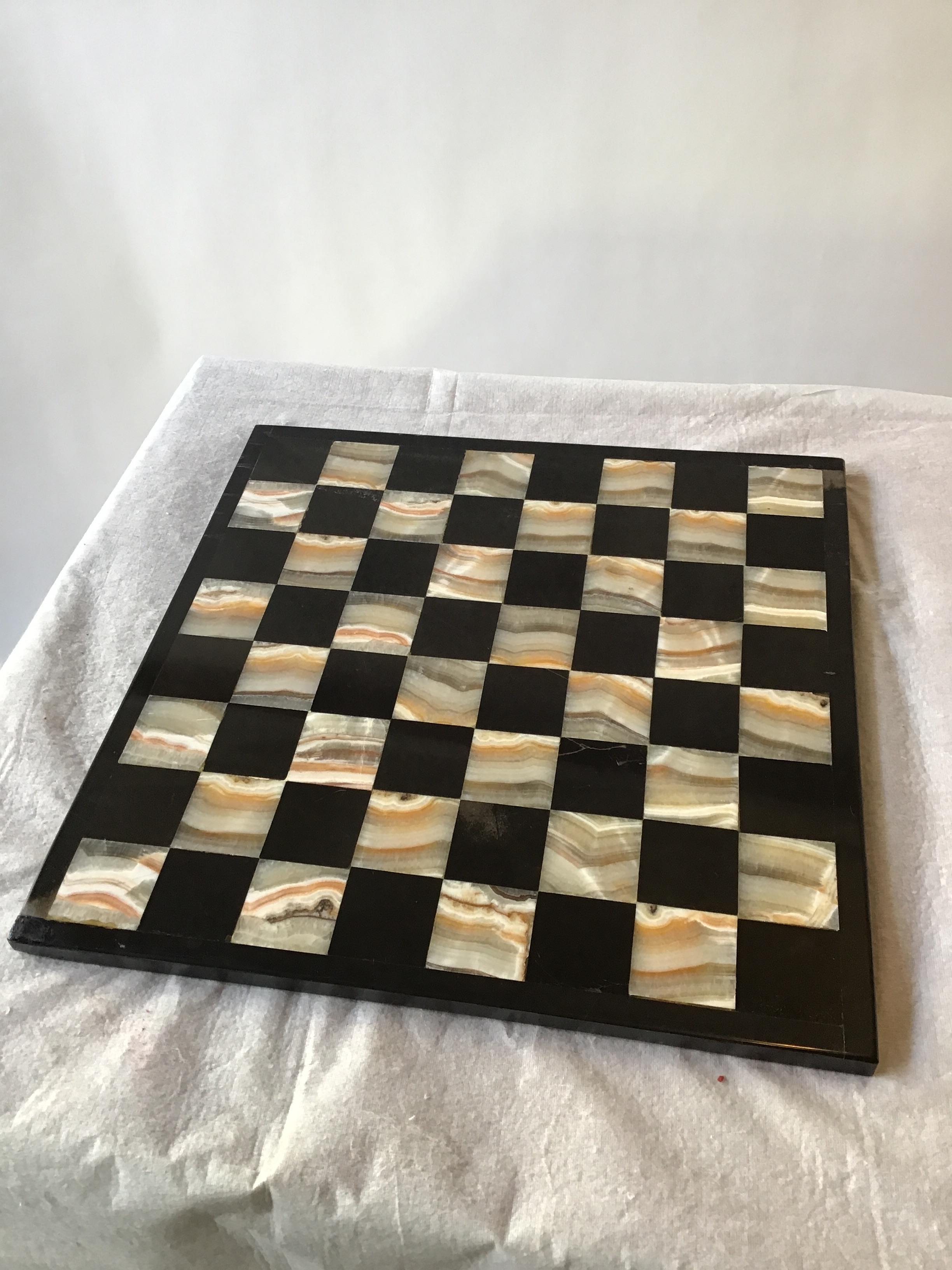 1980s marble and onyx chess board.