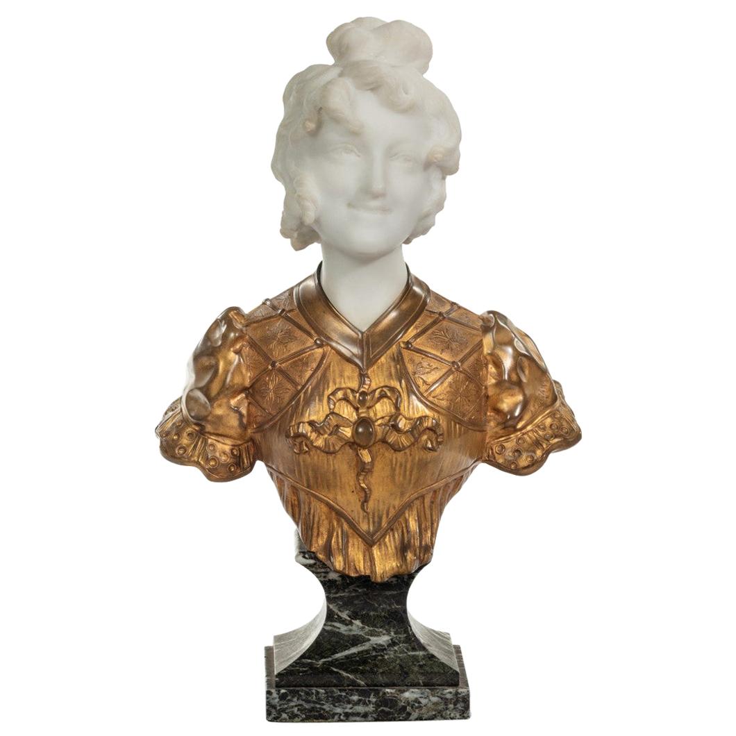 Marble and Ormolu Bust by Marionnet For Sale