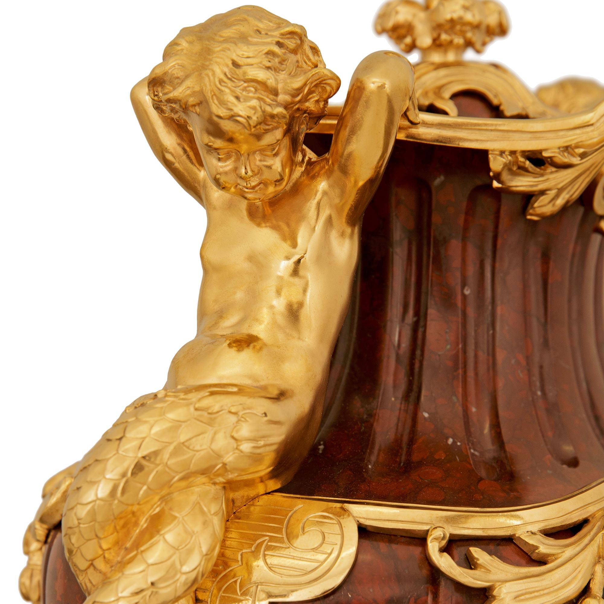 19th Century marble and Ormolu centerpiece/urn, attributed to Barbedienne For Sale